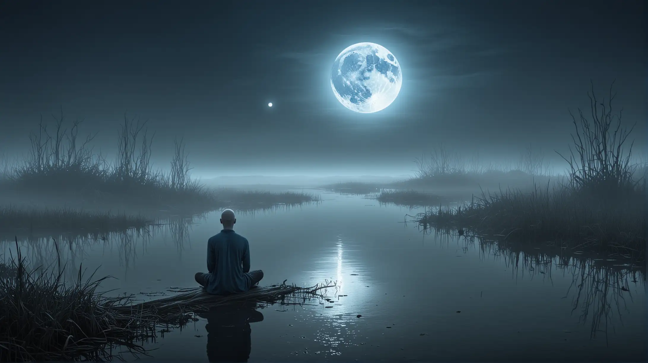 Mystical Meditation in Moonlit Marshes