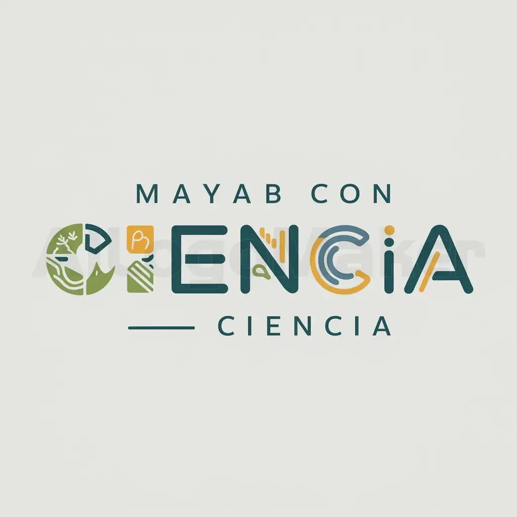 a logo design,with the text "mayab con ciencia", main symbol:ciencia, recursos naturales, fisica,Moderate,be used in Education industry,clear background