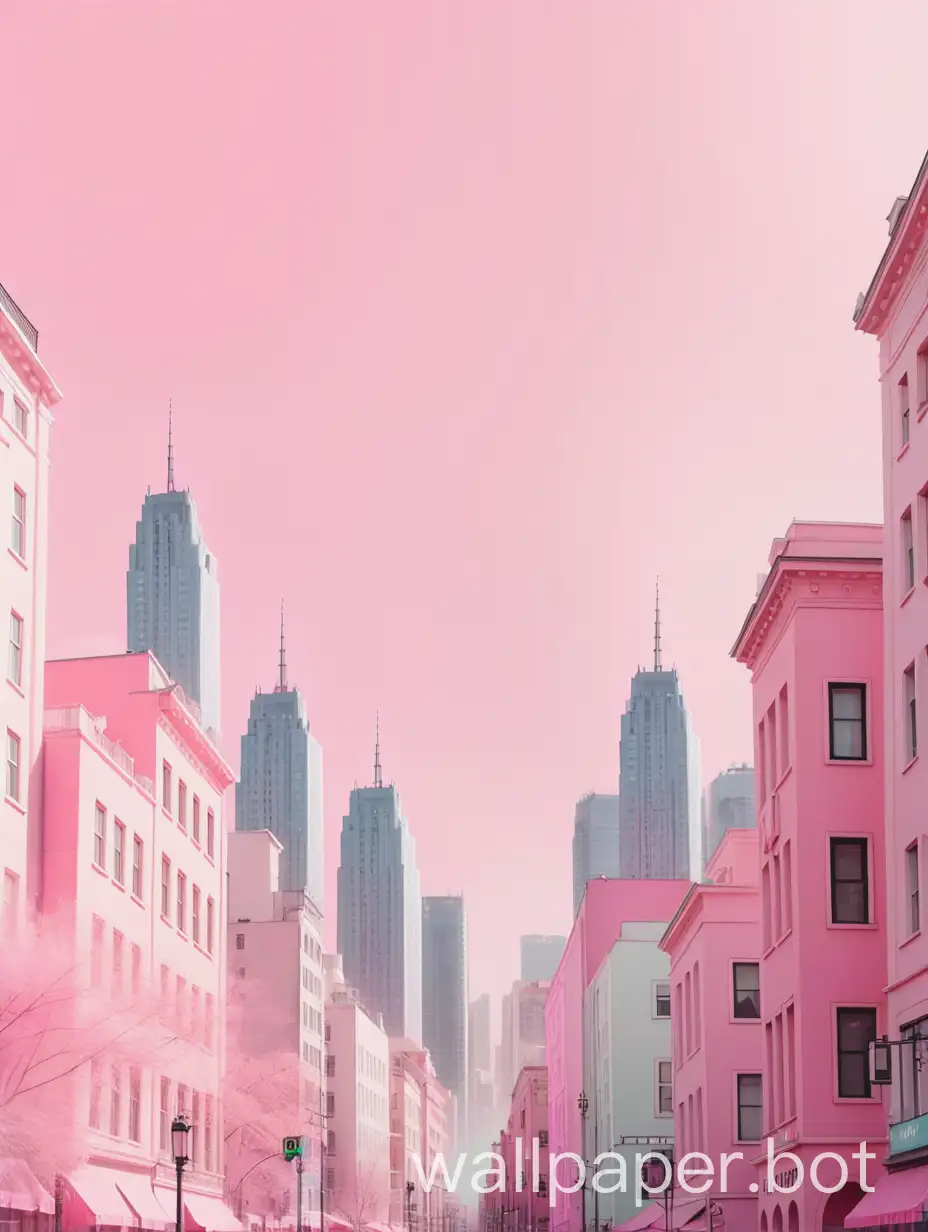 pink pastel background with city