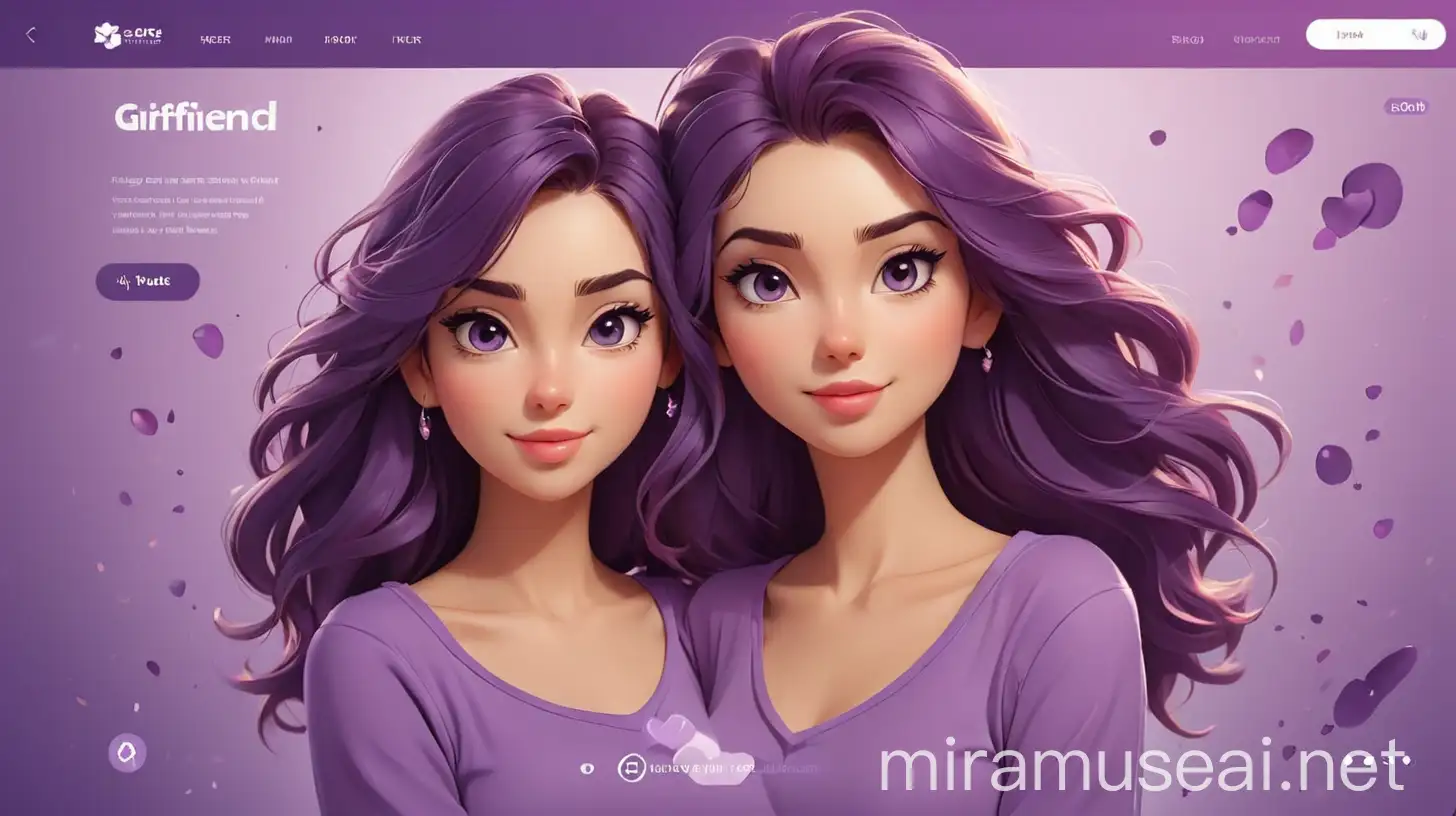 Vector Illustration of Purple UIUX Website Design for Girlfriend Page