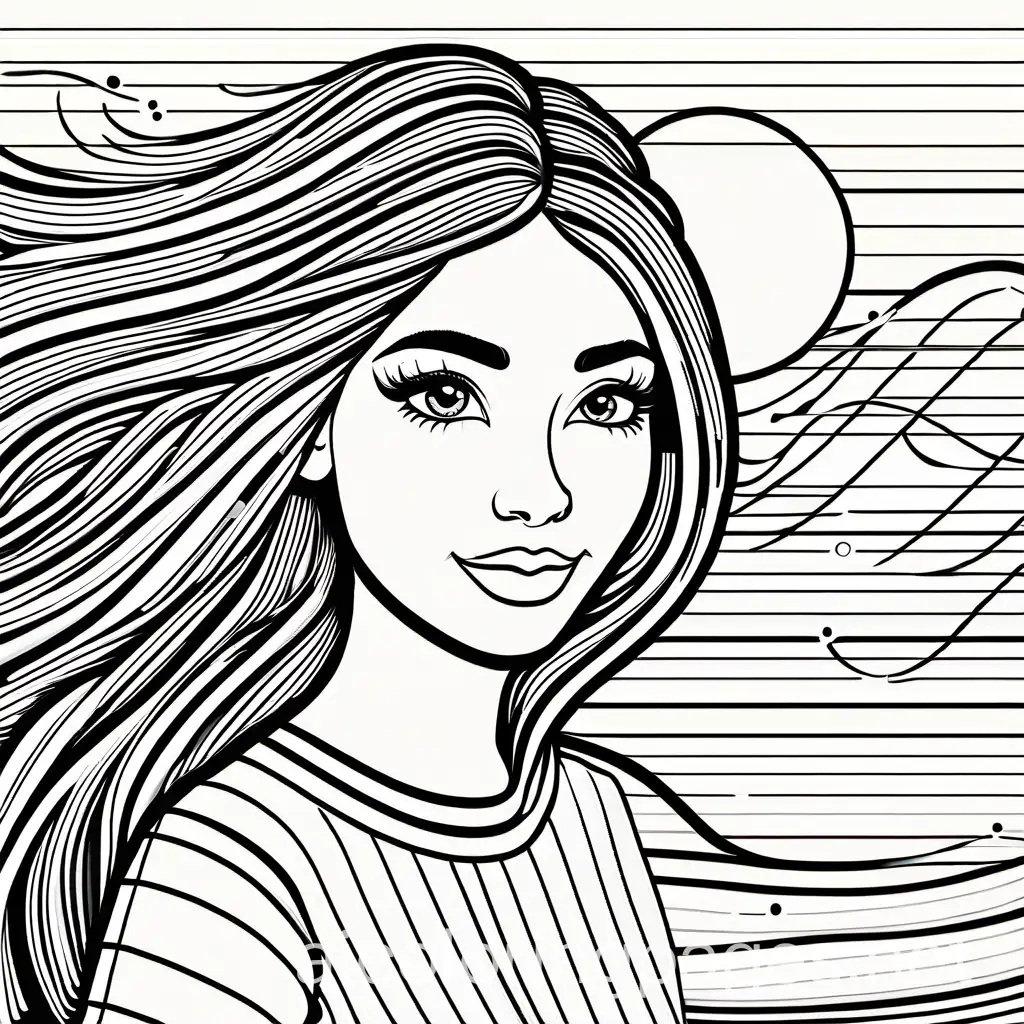 Teenage-Girl-Drawing-in-Sketchbook-Black-and-White-Coloring-Page-with-Ample-White-Space