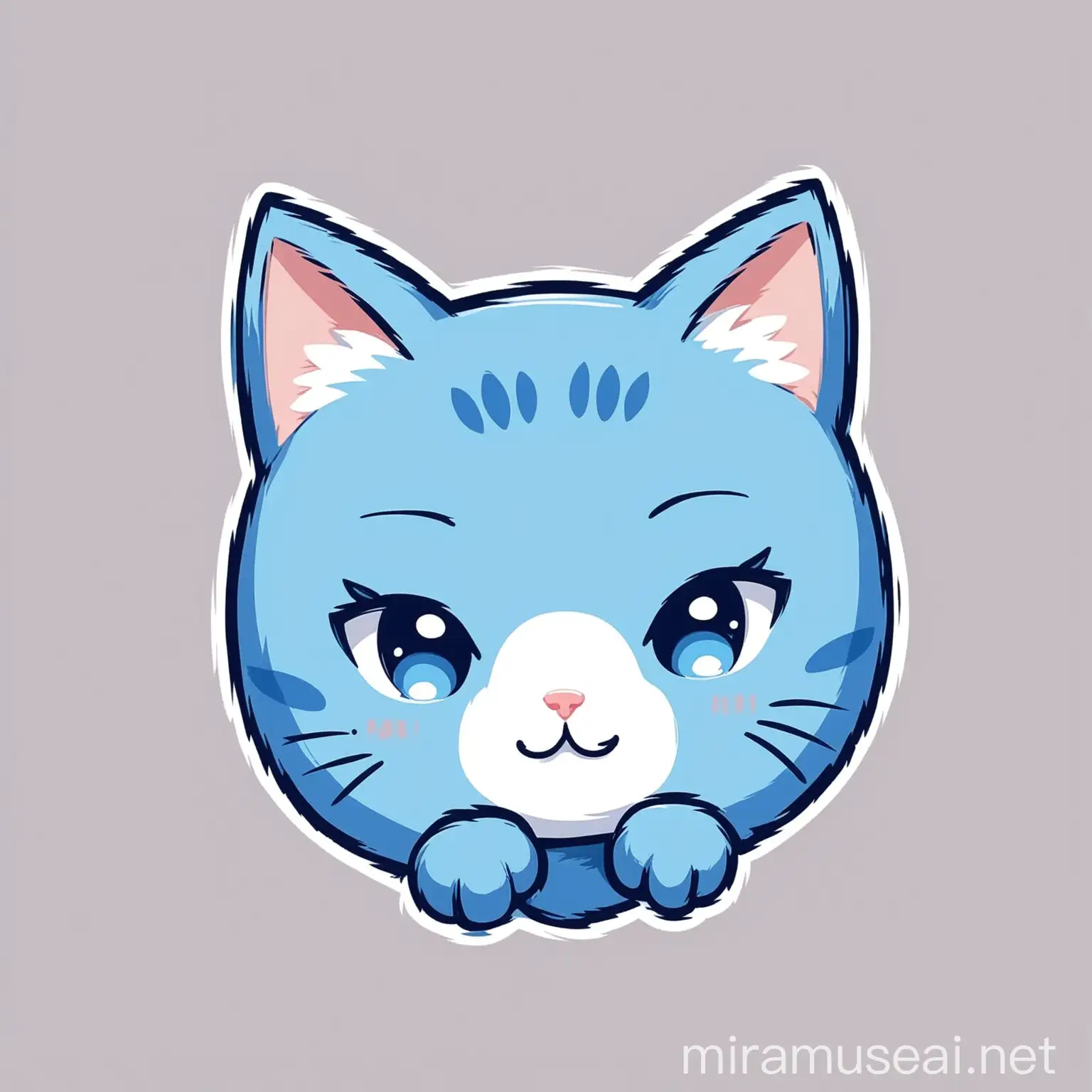 Adorable Blue Cat Logo Design