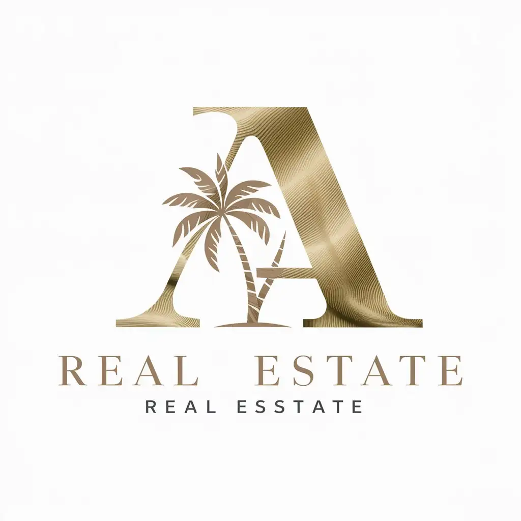 LOGO-Design-For-Real-Estate-Golden-Silk-Feel-with-Abstract-Coconut-Tree