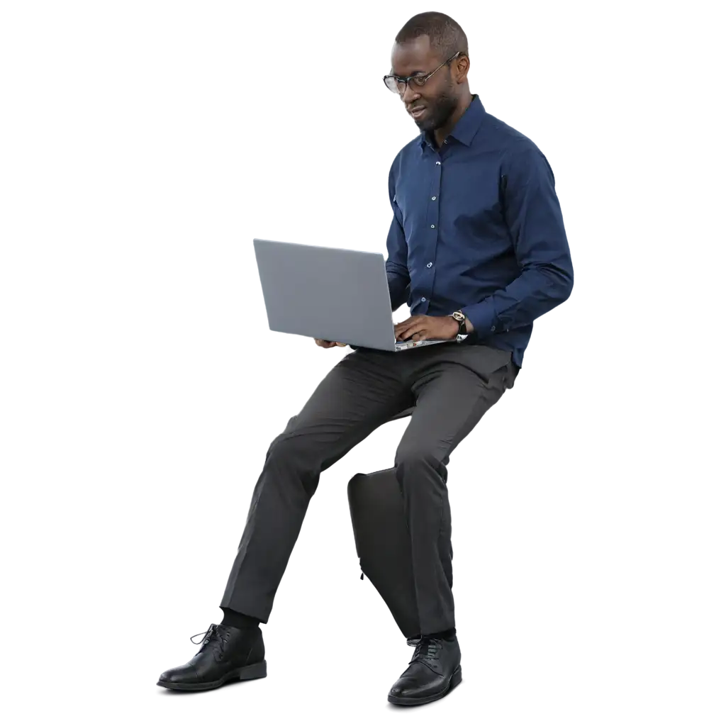 african man with computer