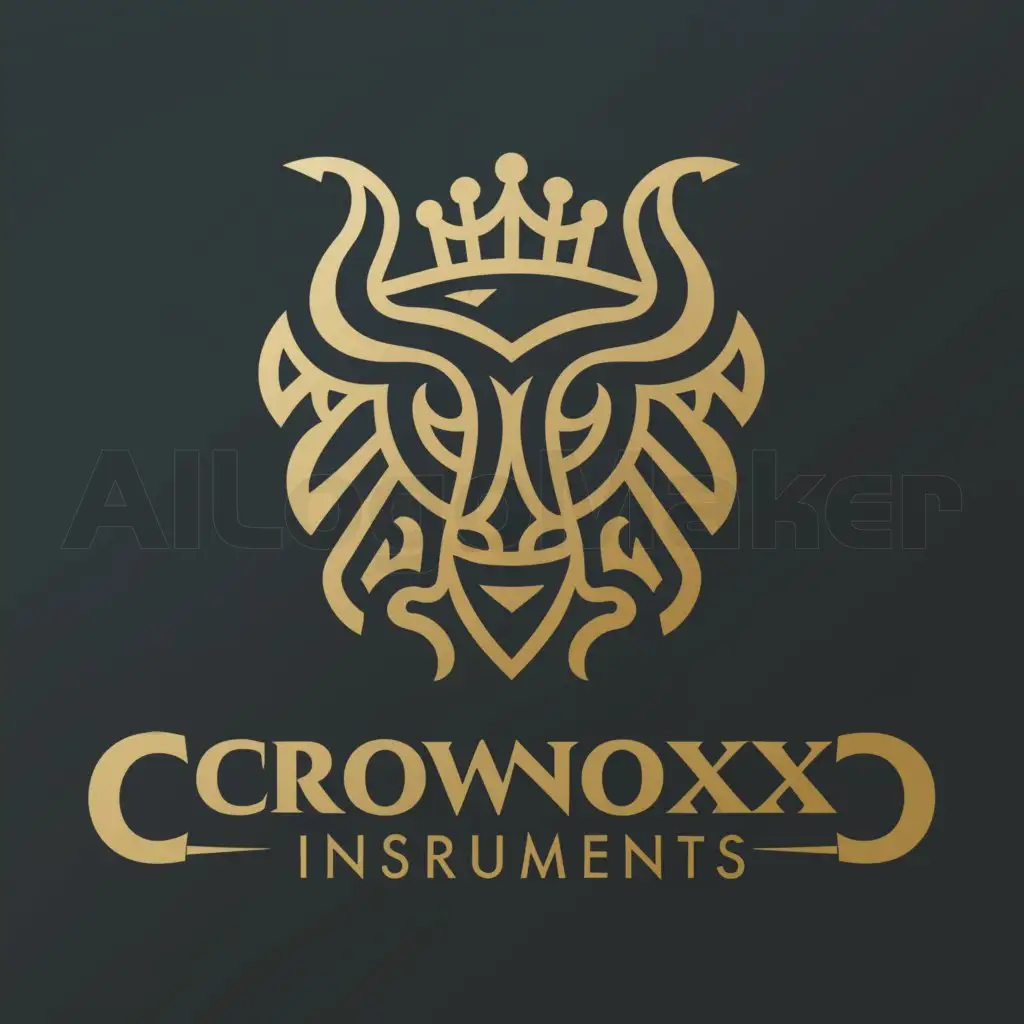 LOGO-Design-For-Crownoxx-Instruments-Majestic-Crown-on-Ox-with-Intricate-Details