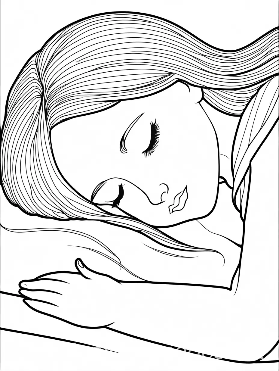 Girl-Sleeping-Coloring-Page-Simple-Line-Art-for-Kids