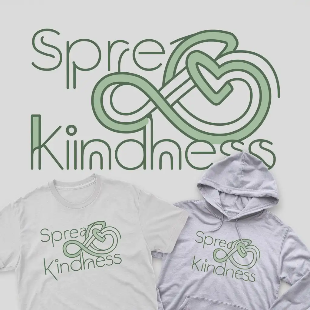 a logo design,with the text "Spread Kindness", main symbol:create innovative text-based designs with various empowering quotes for printing on t-shirts, hoodies, etc. preferred color green. must be this logo on t-shirts, hoodies,Moderate,clear background