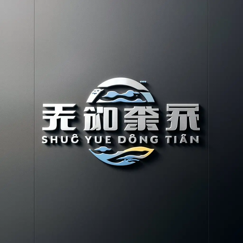 a logo design,with the text "Shuǐ Yuè Dòng Tiān", main symbol:cave, water, moon, sky,Moderate,be used in Sports Fitness industry,clear background