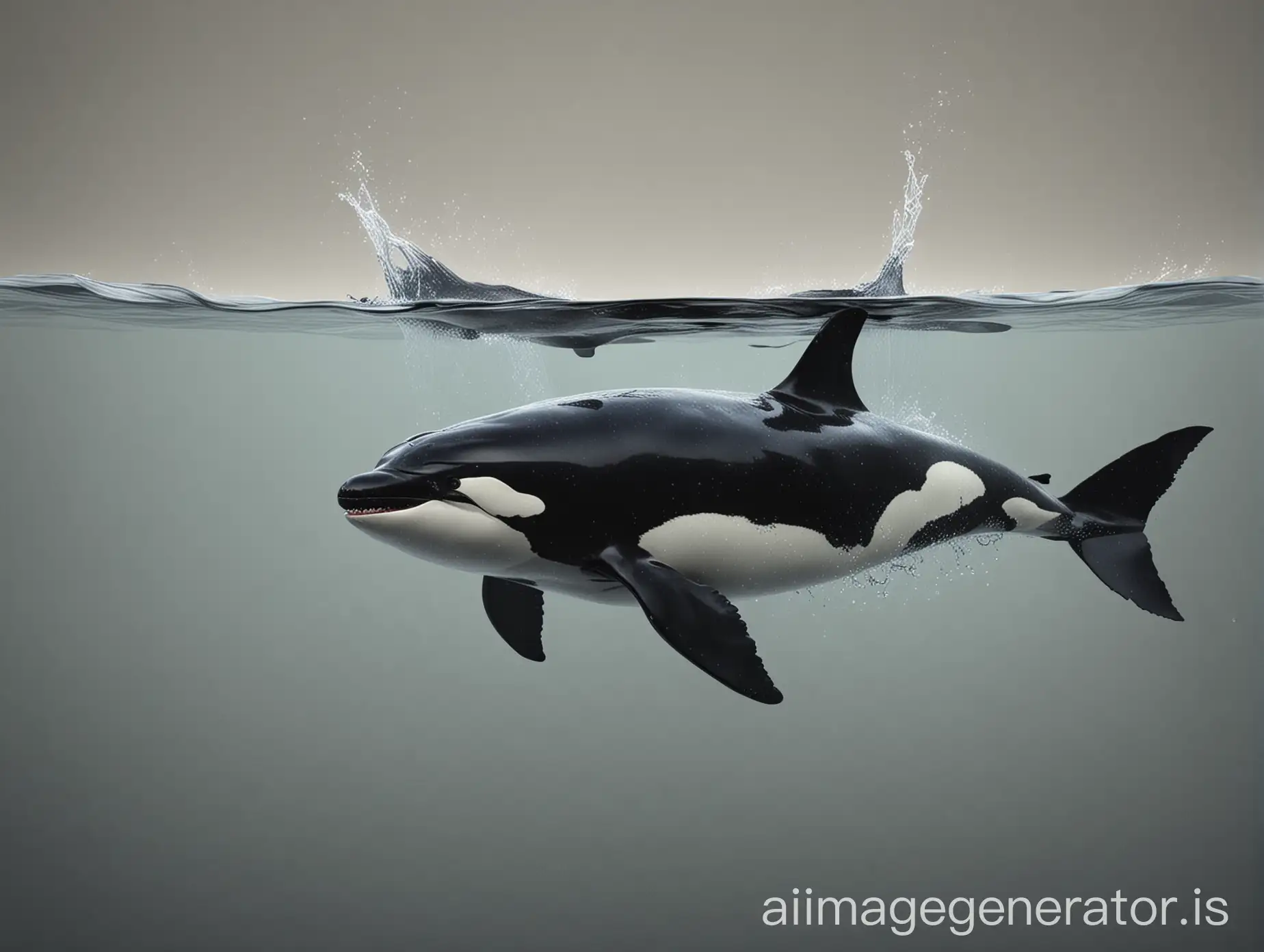 Realistic Underwater Killer Whale Full Body Orca in Neutral Background ...