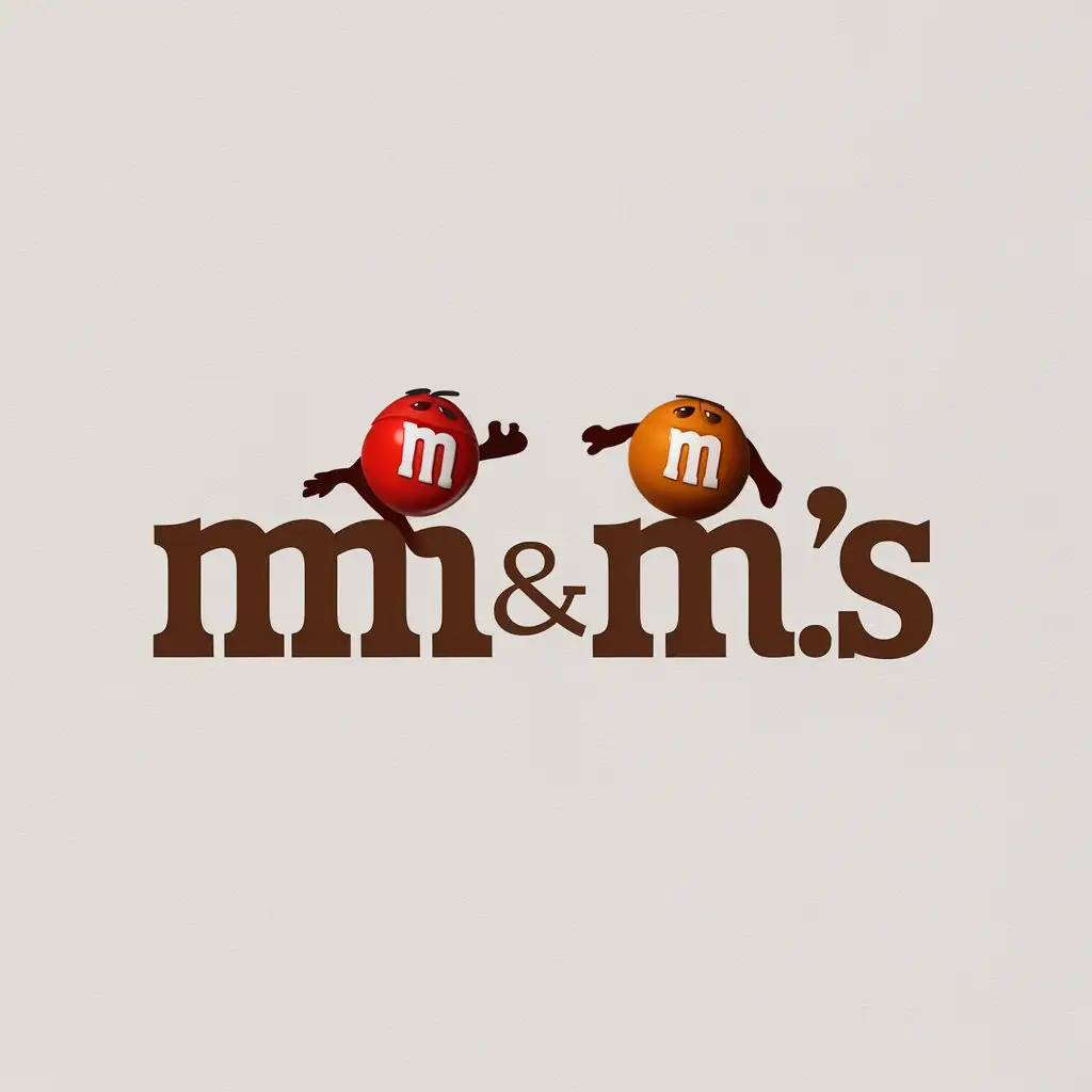 a logo design,with the text "M&M's", main symbol:candys,Minimalistic,clear background