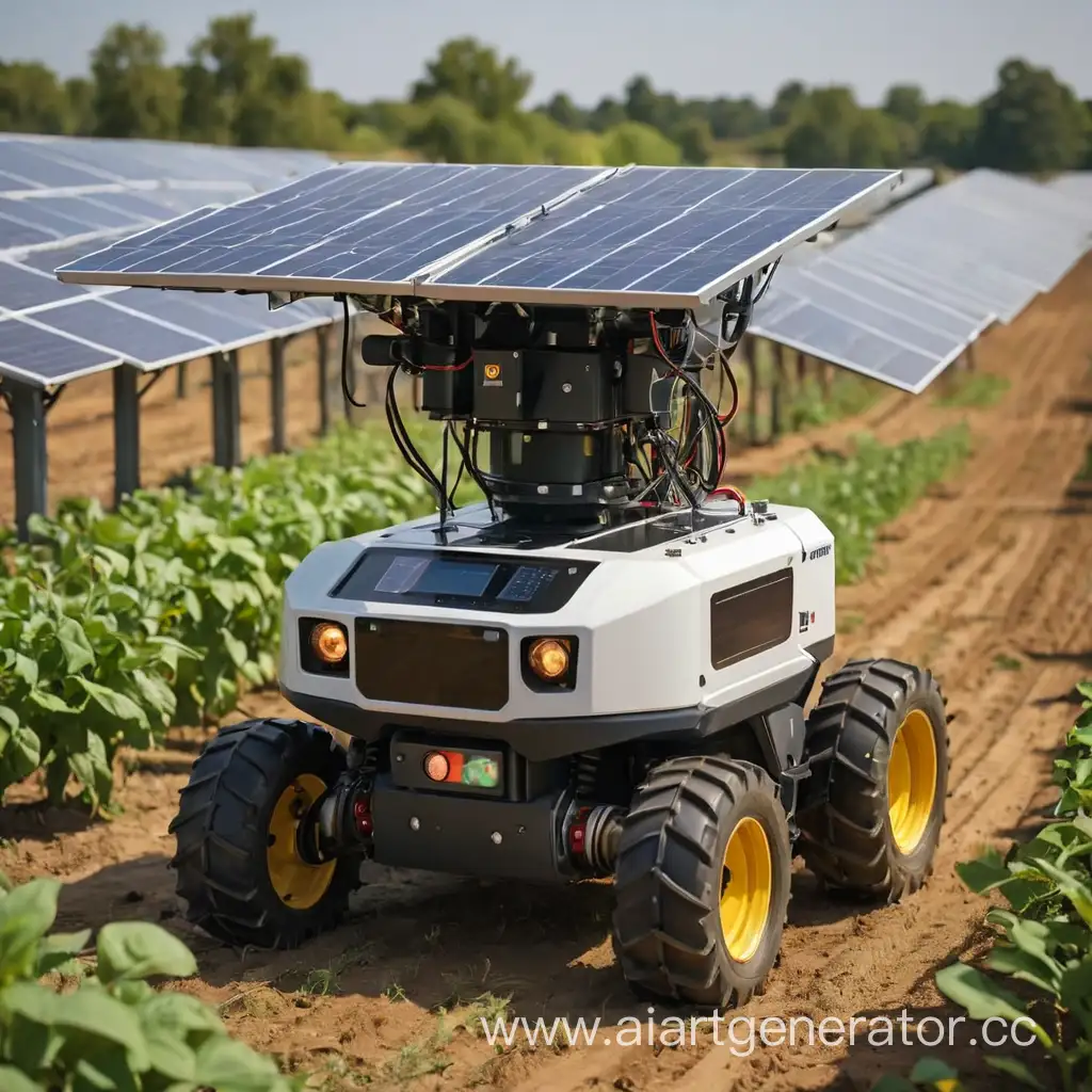 Маленькая аграрная робот-машинка с солнечными панелями
