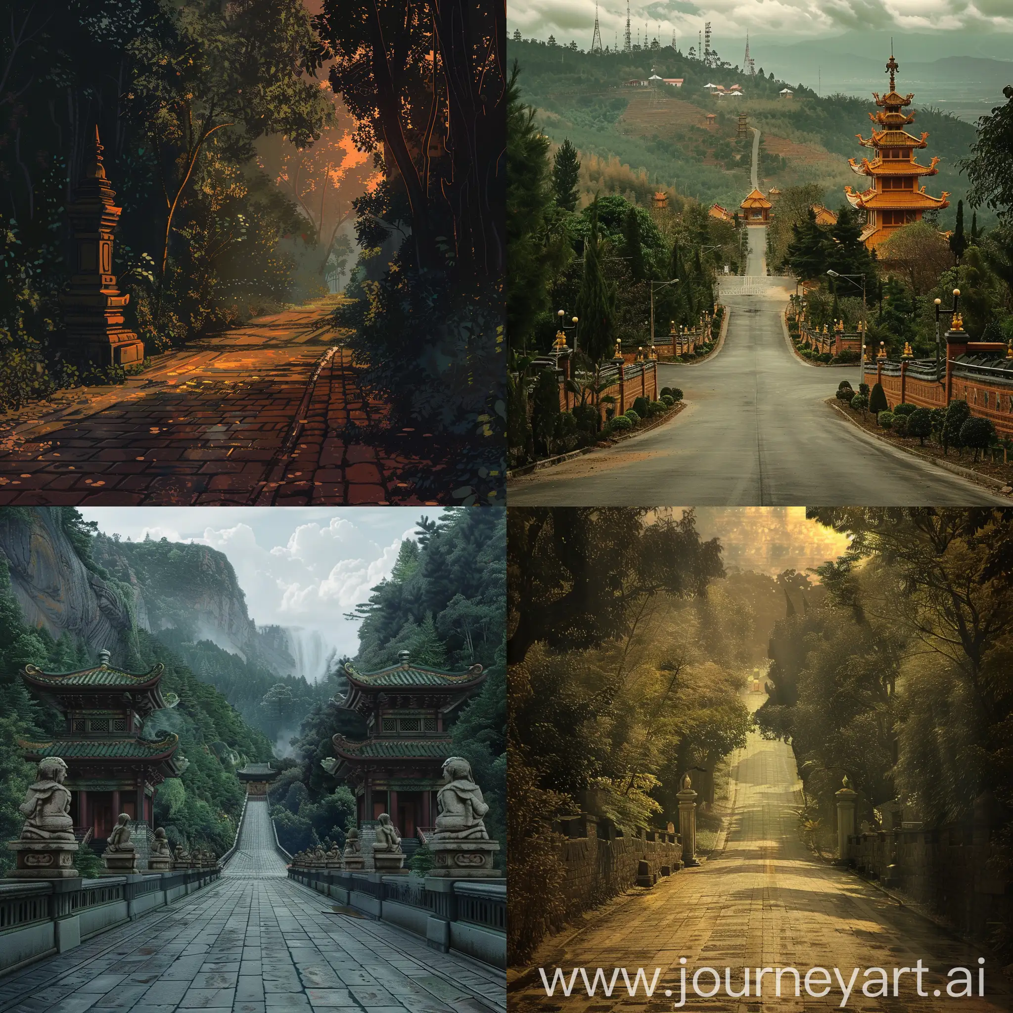 the road to the Buddhist temple