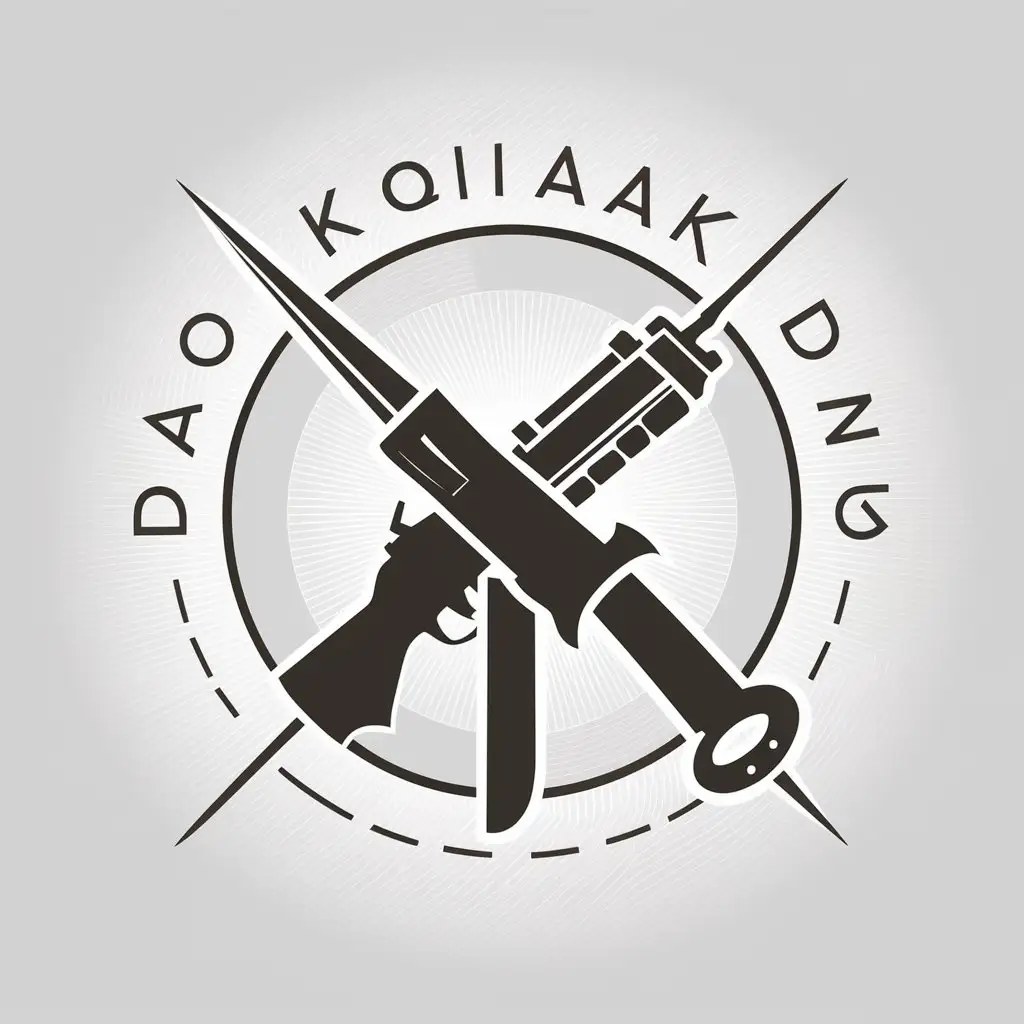 a logo design,with the text "dao kaiak dang", main symbol: AK gun, dagger,Moderate,be used in Religious industry,clear background