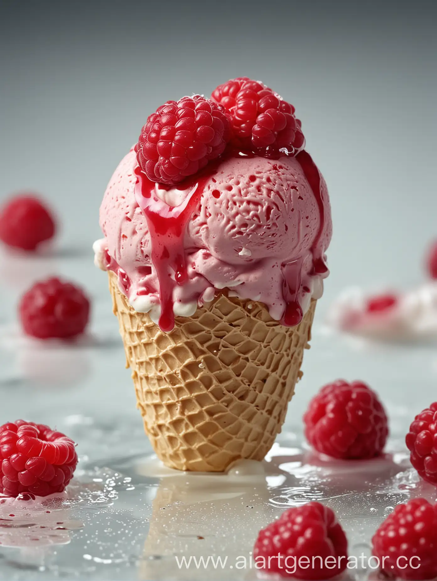 Vibrant-4K-Image-of-a-Long-Appetizing-Raspberry-Melting-in-Bright-Colors