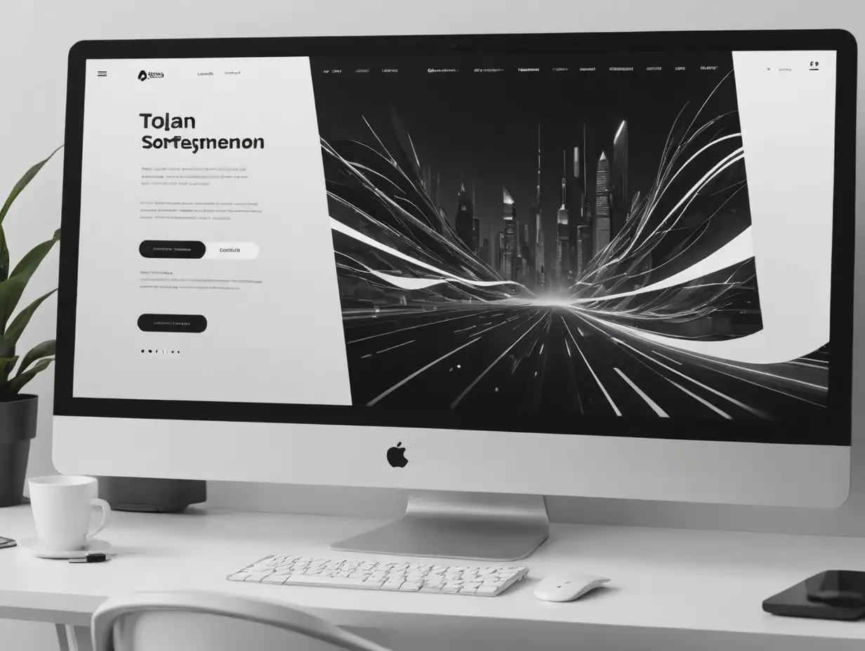 Home page banner for a software company 
Futuristic hightech aesthetic 
Full screen design  
minimal elegant design
Use black and white 