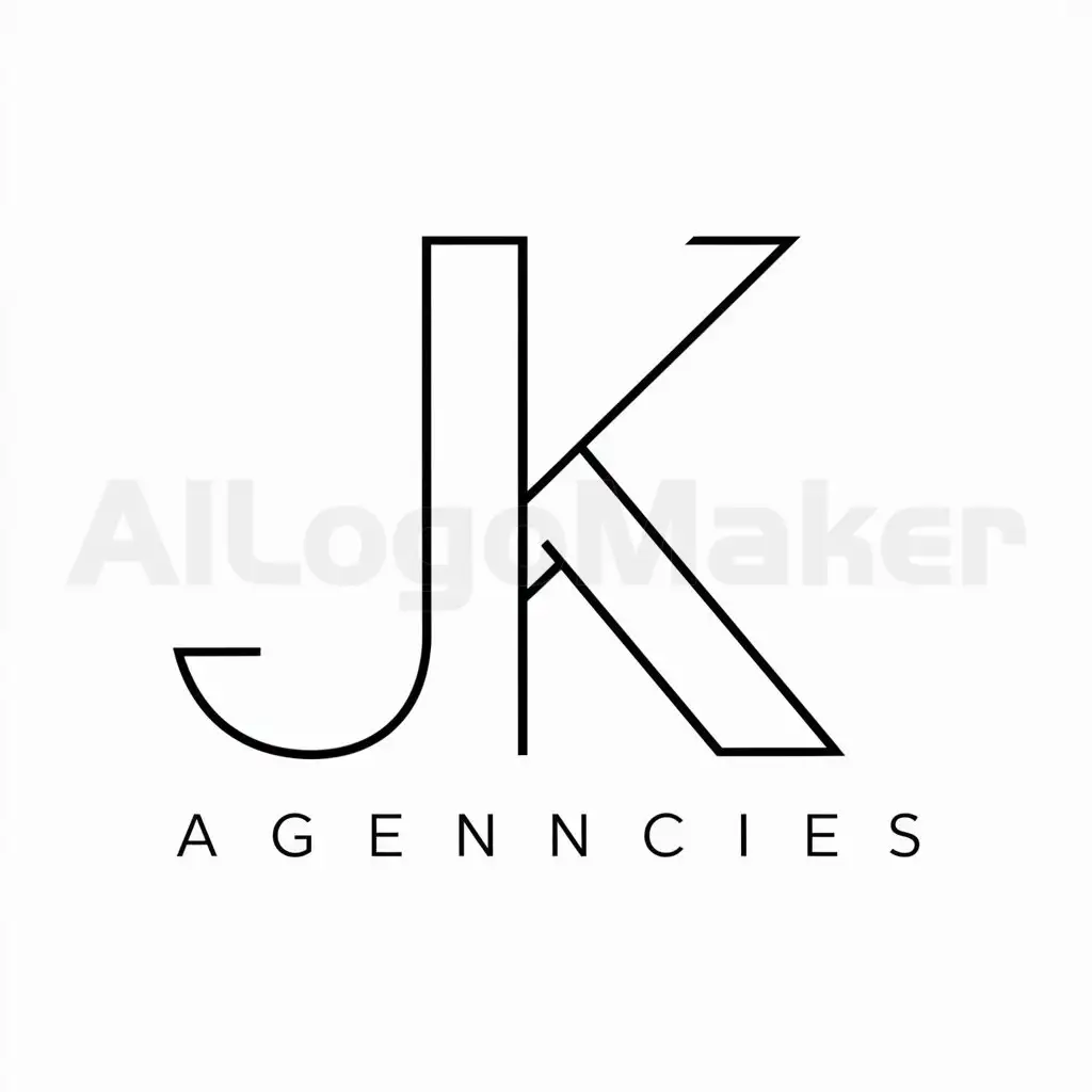 a logo design,with the text "JK", main symbol:a logo design,with the text 'JK AGENCIES', main symbol:the letters J and K form into interiors Moderate,be used in interiordesigner,white clear background,Moderate,clear background