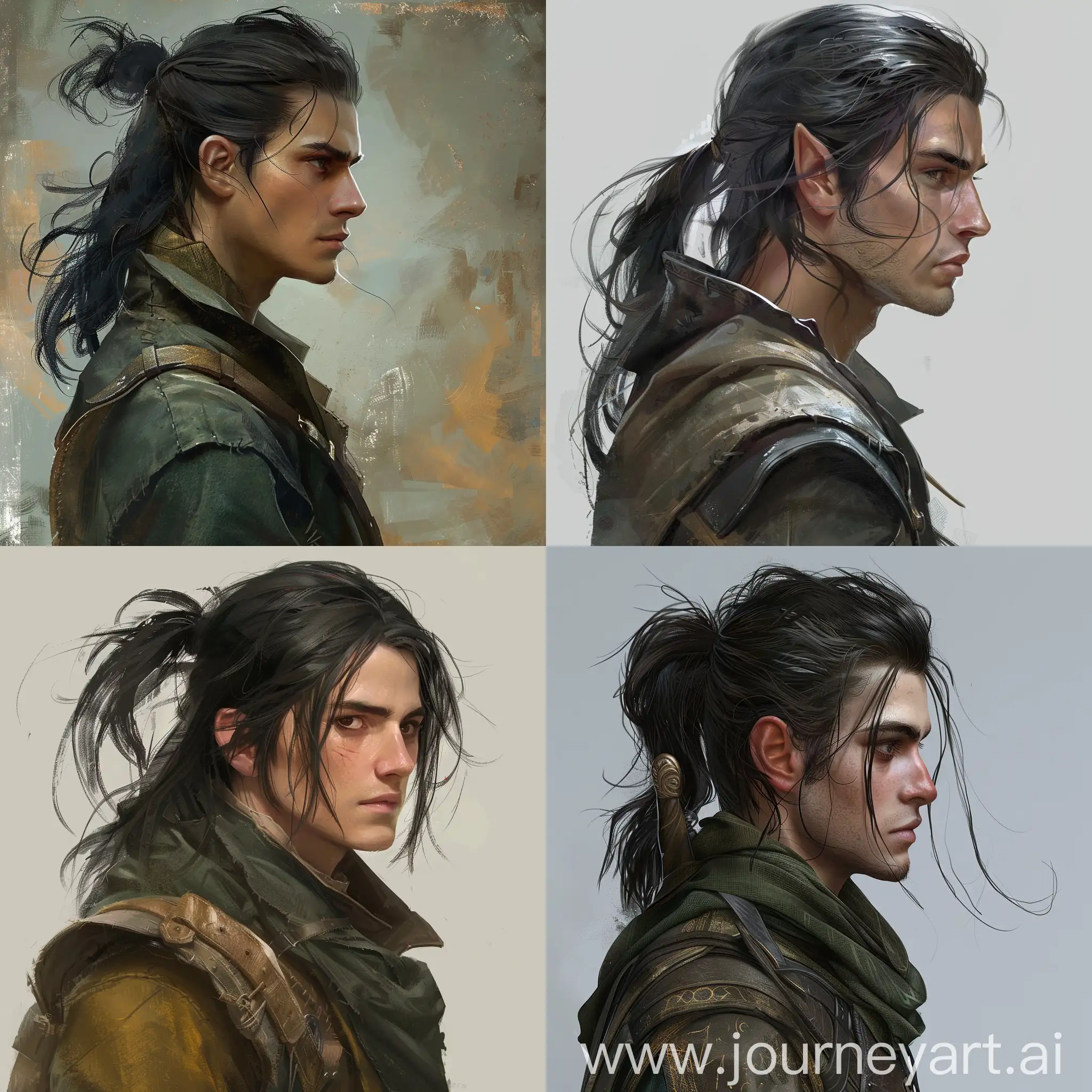 Aasimar-Ranger-Hunter-Male-in-His-Late-20s-with-Black-Hair-Ponytail