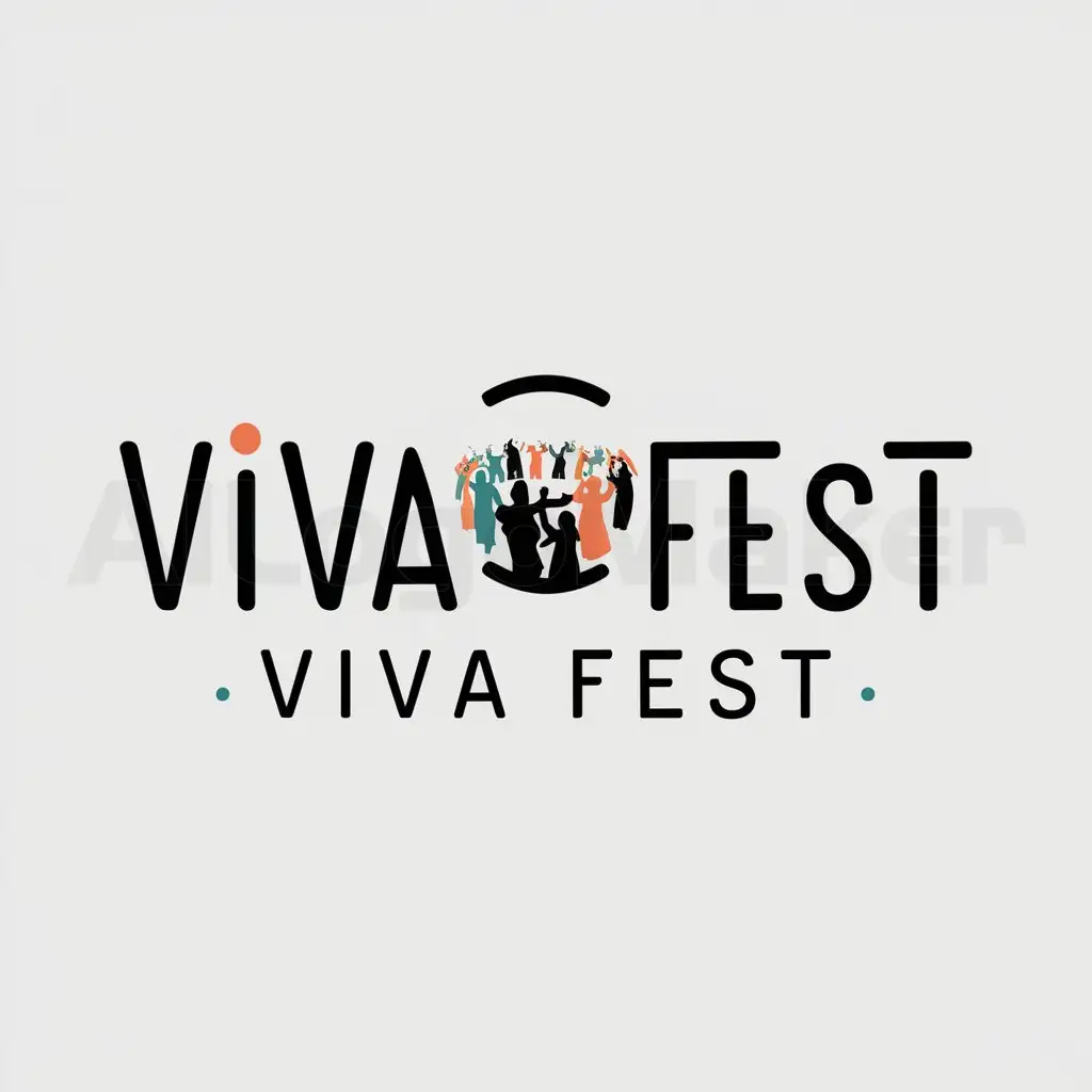 a logo design,with the text "VIVA FEST", main symbol:multitud de gente,Minimalistic,be used in Entertainment industry,clear background