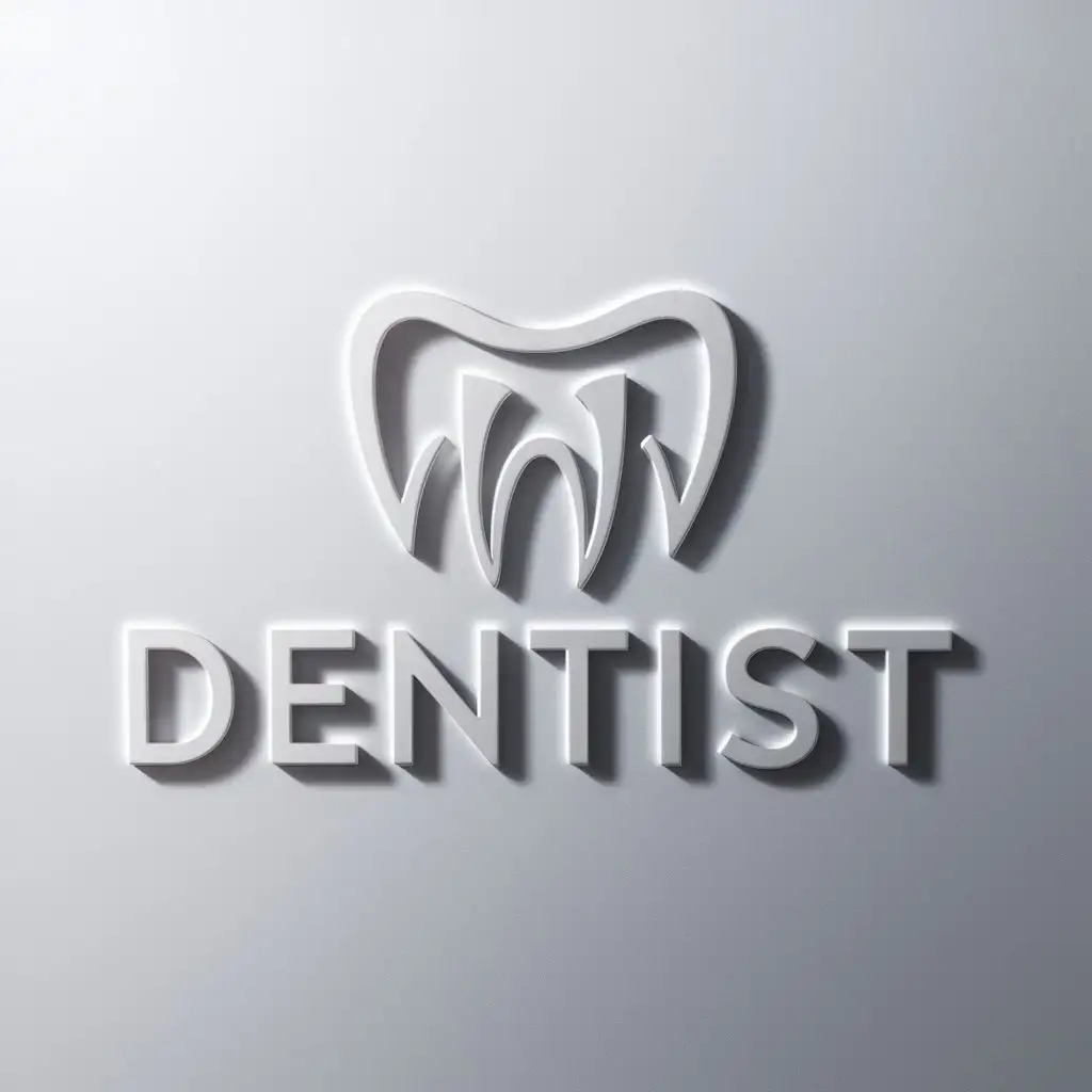 a logo design,with the text "dentist", main symbol:teeth simple advanced white background 3D,Minimalistic,clear background