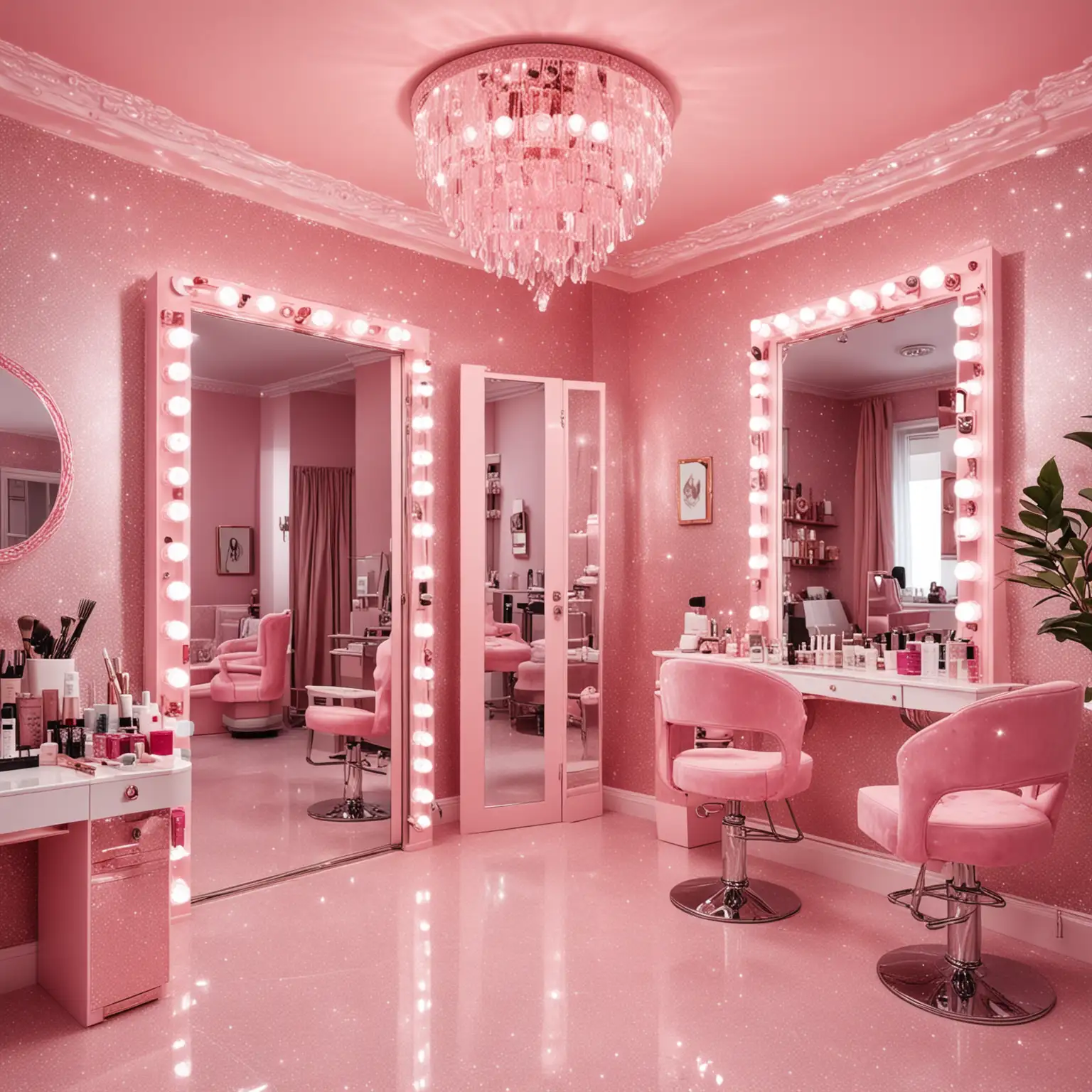 pink glittery luxury beauty salon