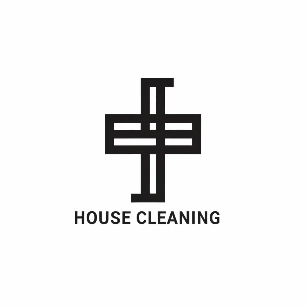 LOGO-Design-For-House-Cleaning-Minimalist-Cross-Japan-Monotone-on-Clear-Background