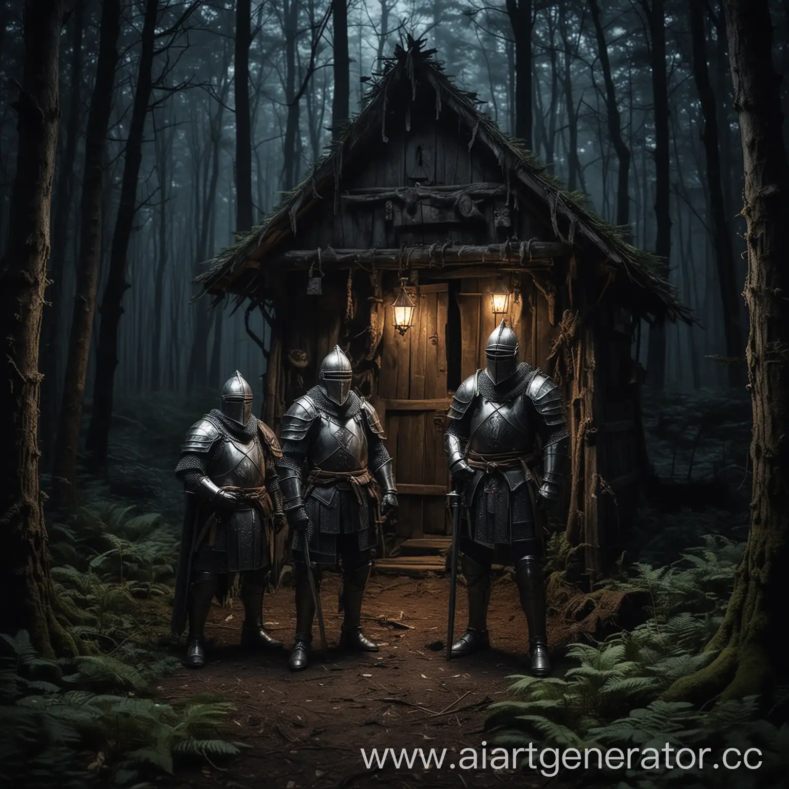 Three-Knights-at-a-Hut-in-the-Dark-Forest