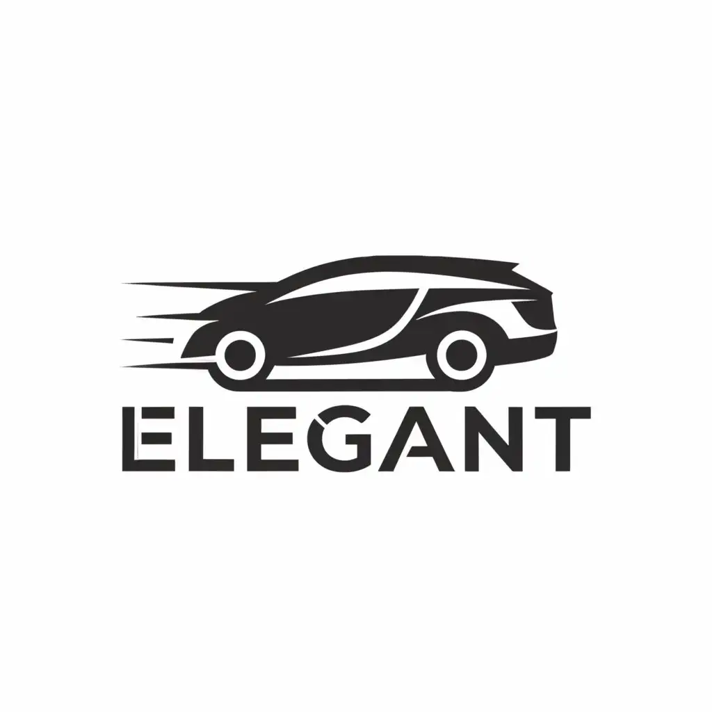 a logo design,with the text "Elegant", main symbol:Minimalistic approach: I would like a simple yet sleek logo design for my car sales business, incorporating the silhouette of a car or a key element that represents the automotive industry.,complex,be used in Automotive industry,clear background