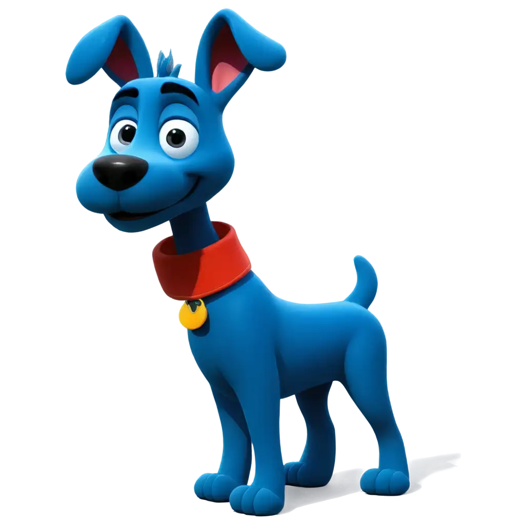 Happy blue dog cartoon
