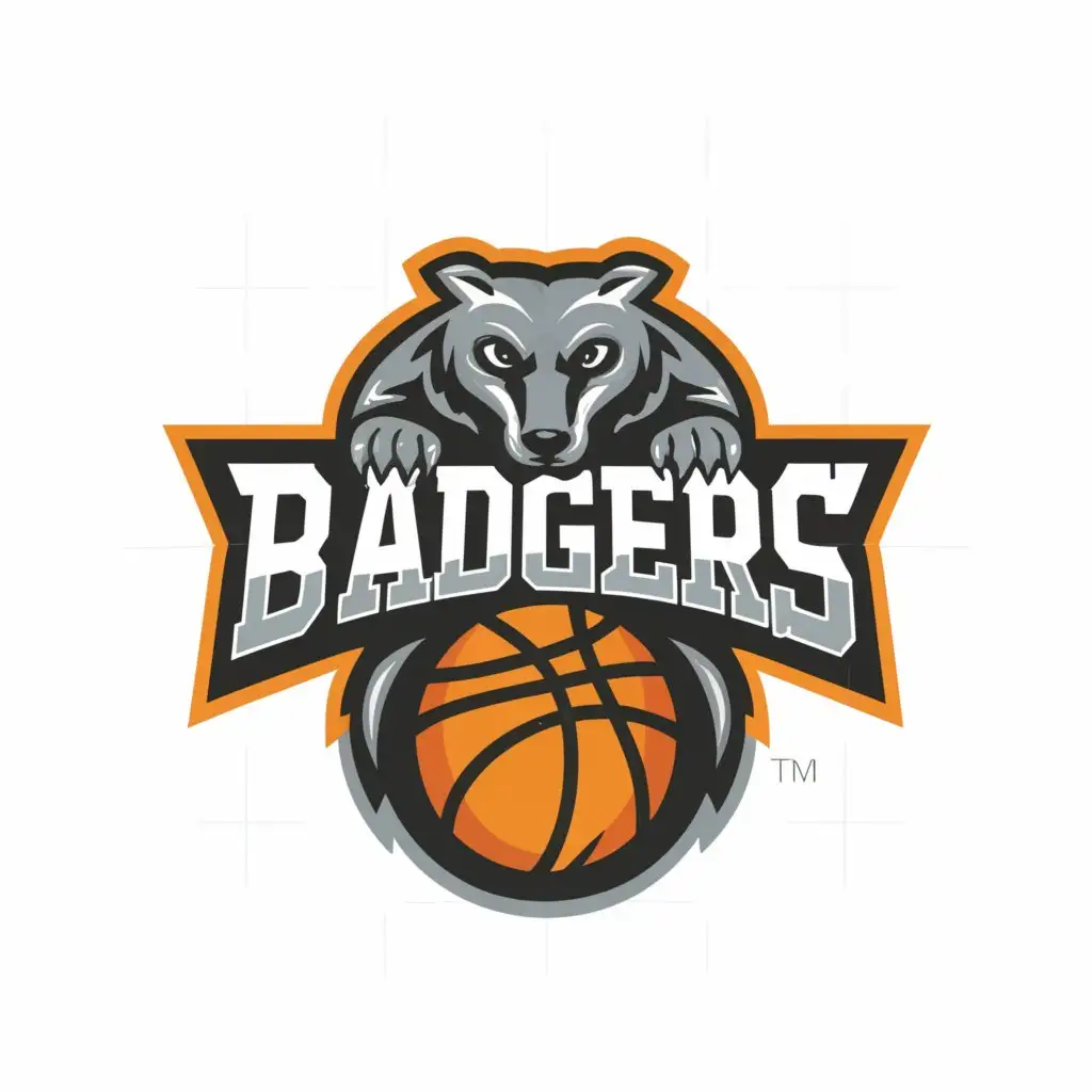 a logo design,with the text "Badgers", main symbol:Basketball and badger,Moderate,be used in Sports Fitness industry,clear background