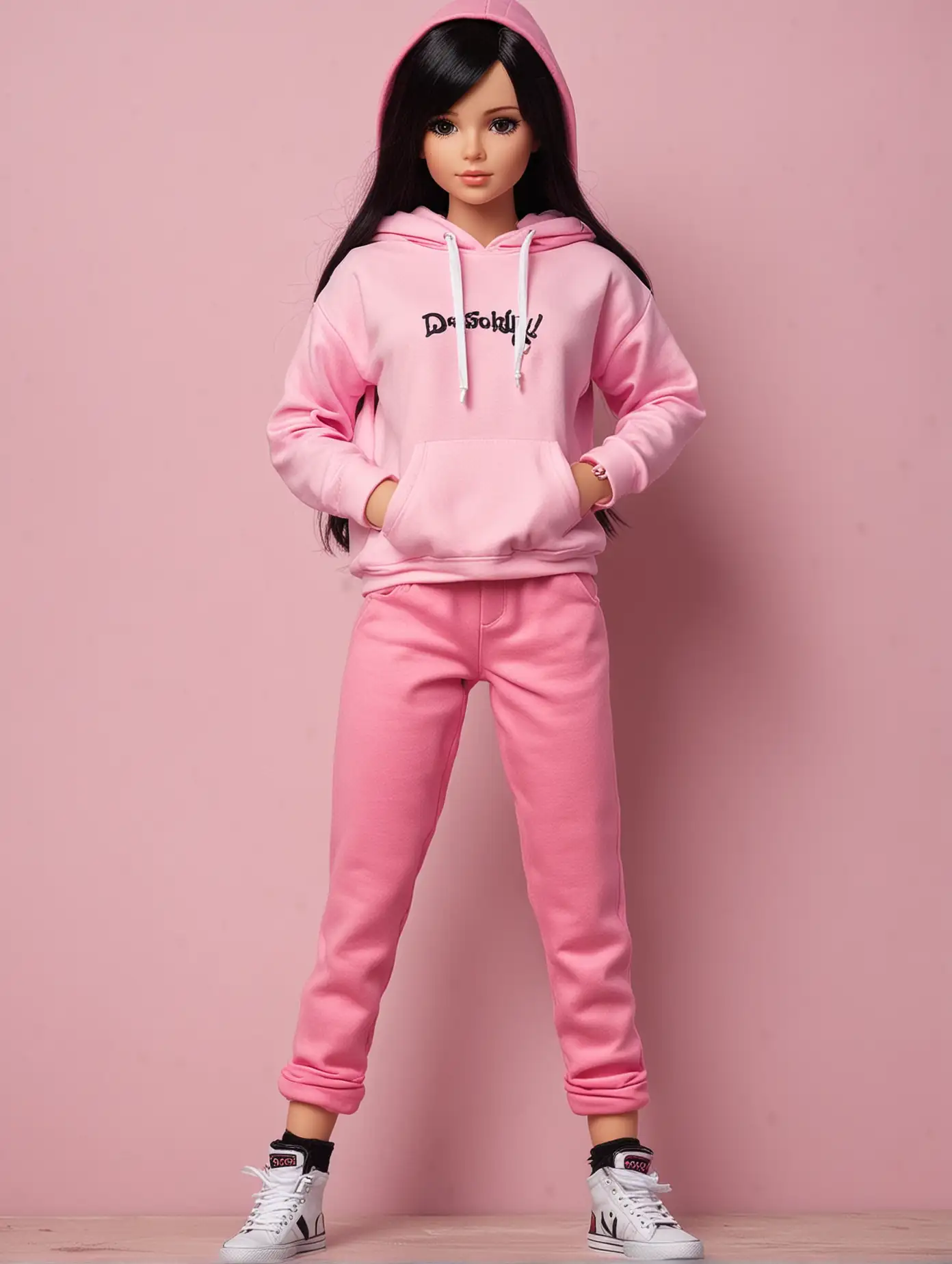 Stylish Teenage Doll with Pink Hoodie and Accessories