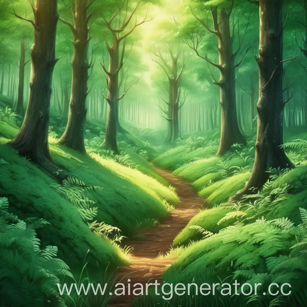 Enchanting-Forest-Landscape-with-Sunlight-Filtering-Through-Canopy