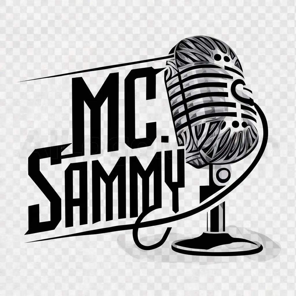 a logo design,with the text "MC SAMMY", main symbol:Mic,complex,clear background