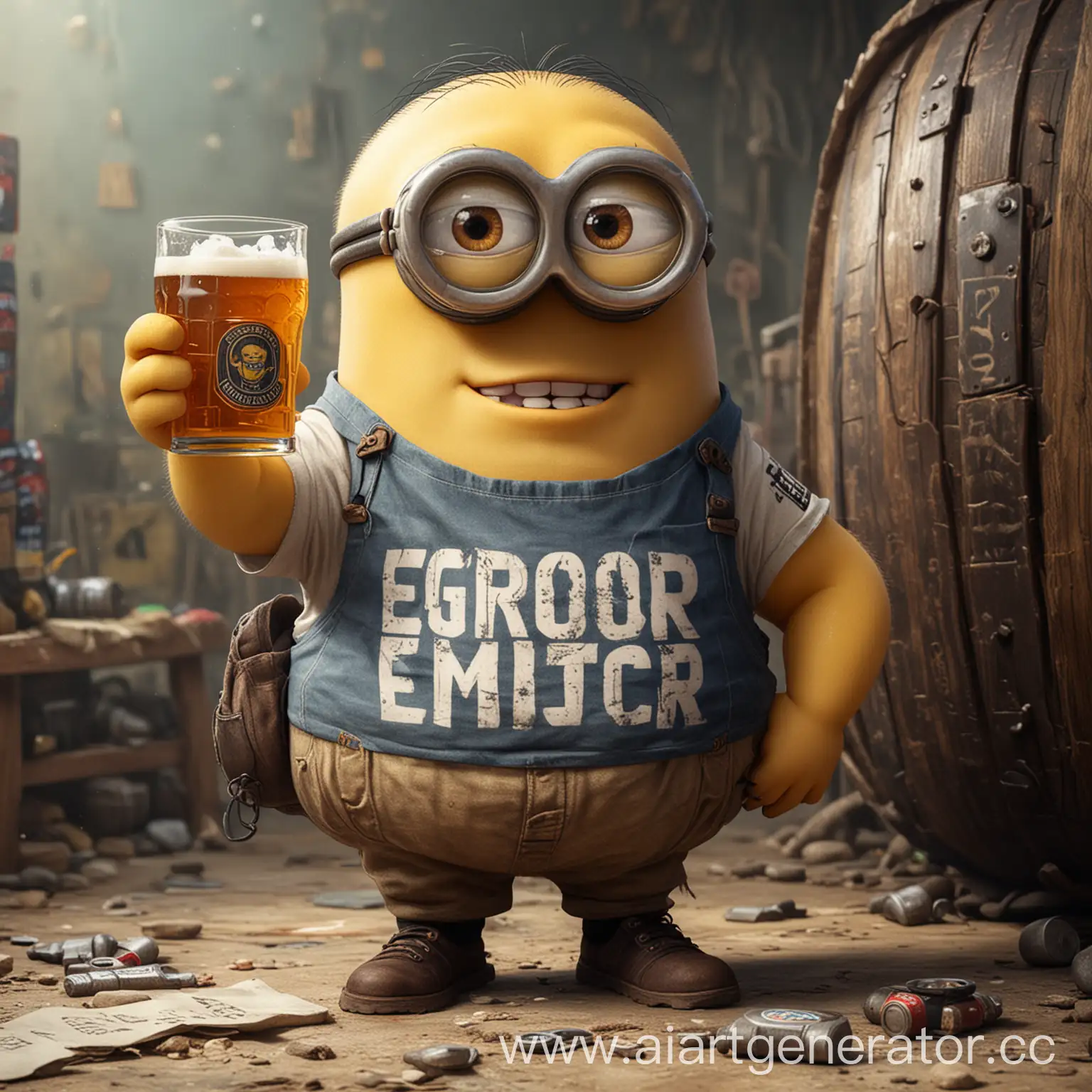 Cheerful-Minion-Enjoying-a-Cold-Beer-in-Egor-Tshirt