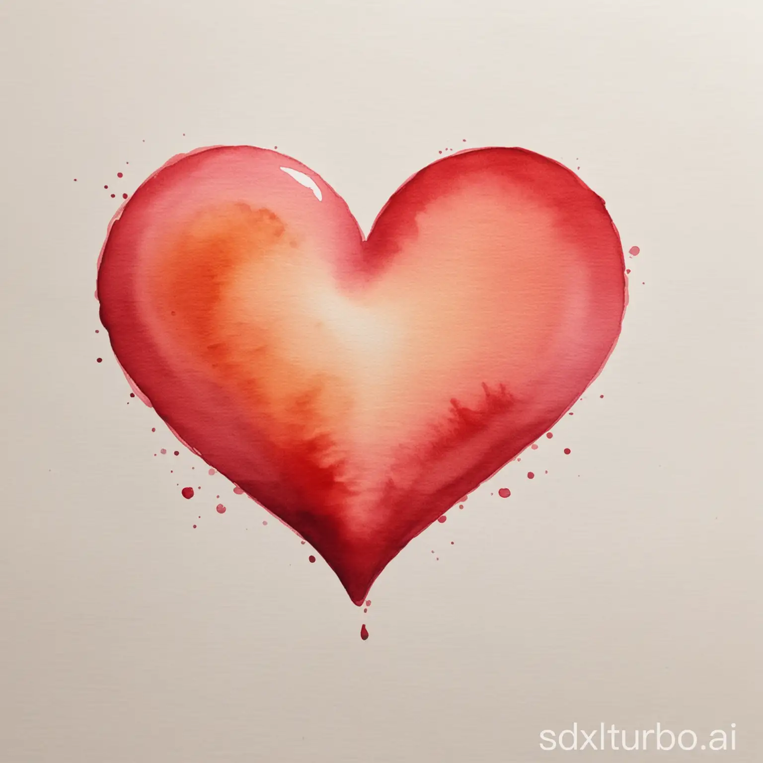 A heart emoji in watercolor