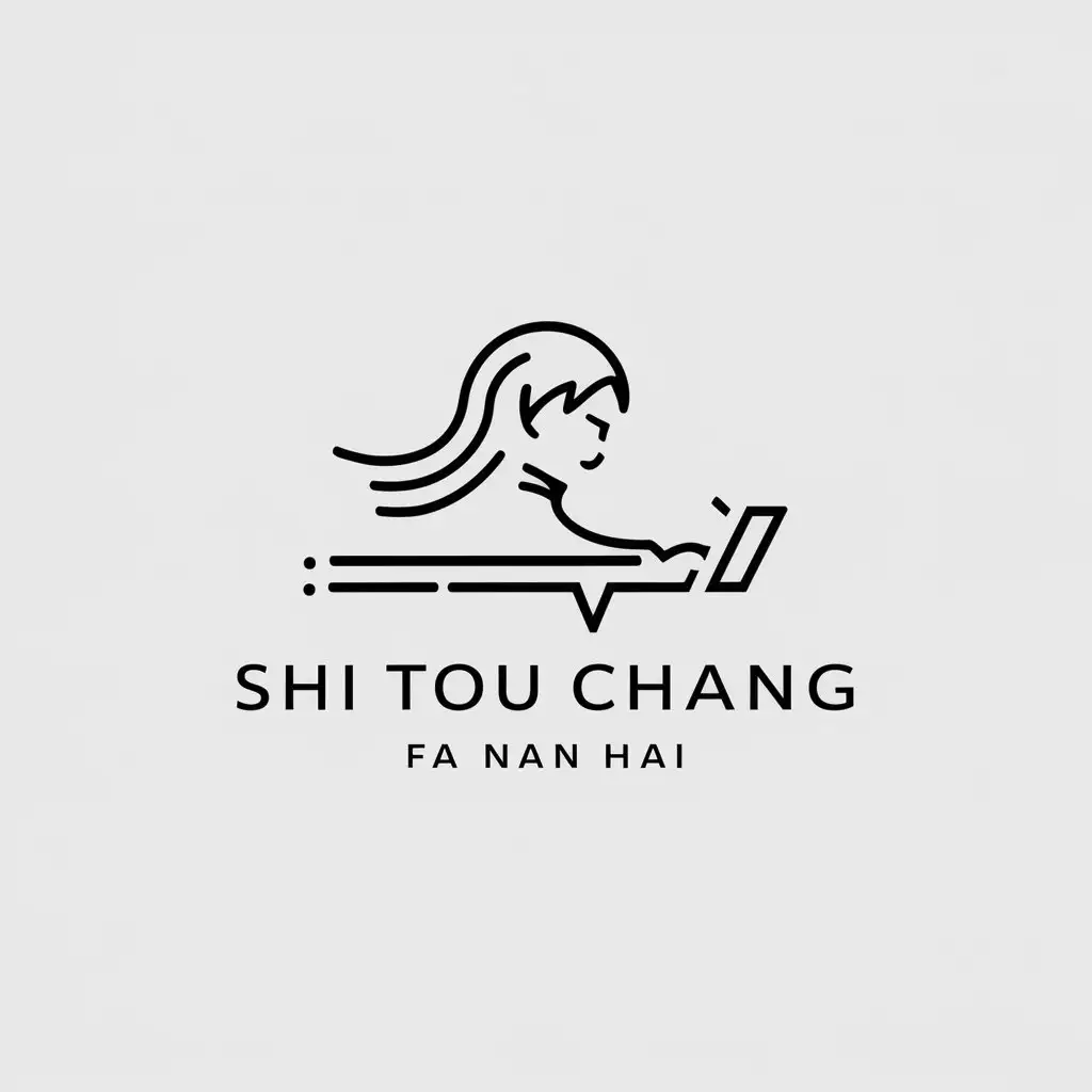 a logo design,with the text "a long-haired boy who is programming", main symbol:shí tó  cháng fa nán hái,Minimalistic,be used in Technology industry,clear background