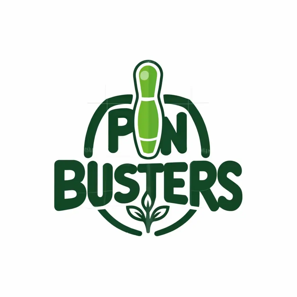 a logo design,with the text "Pin Busters", main symbol:sustainability, bowling,complex,clear background