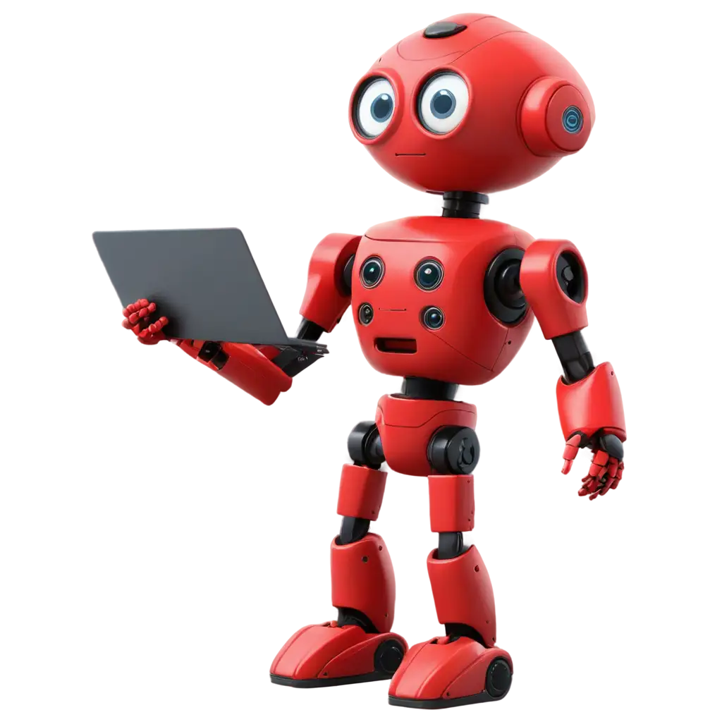 Animation of a red technician robot being confused
