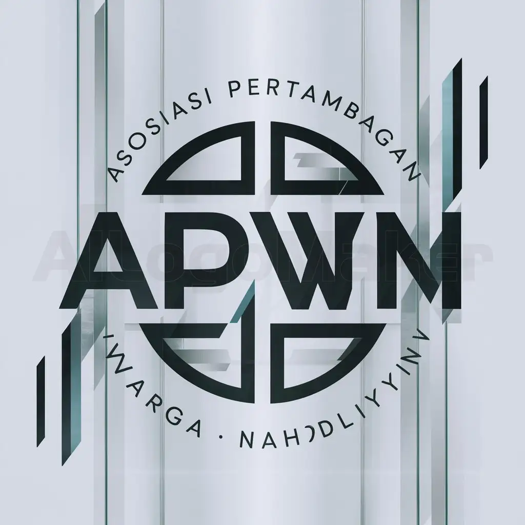 a logo design,with the text "Asosiasi Pertambangan Warga Nahdliyyin", main symbol:APWN,complex,clear background