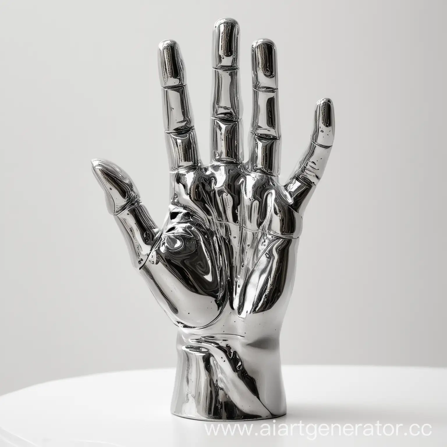 Chrome-Hand-Sculpture-on-White-Background