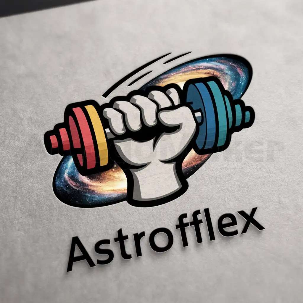 LOGO-Design-For-AstroFlex-Dynamic-Hand-with-Galaxy-Weights-on-Clear-Background