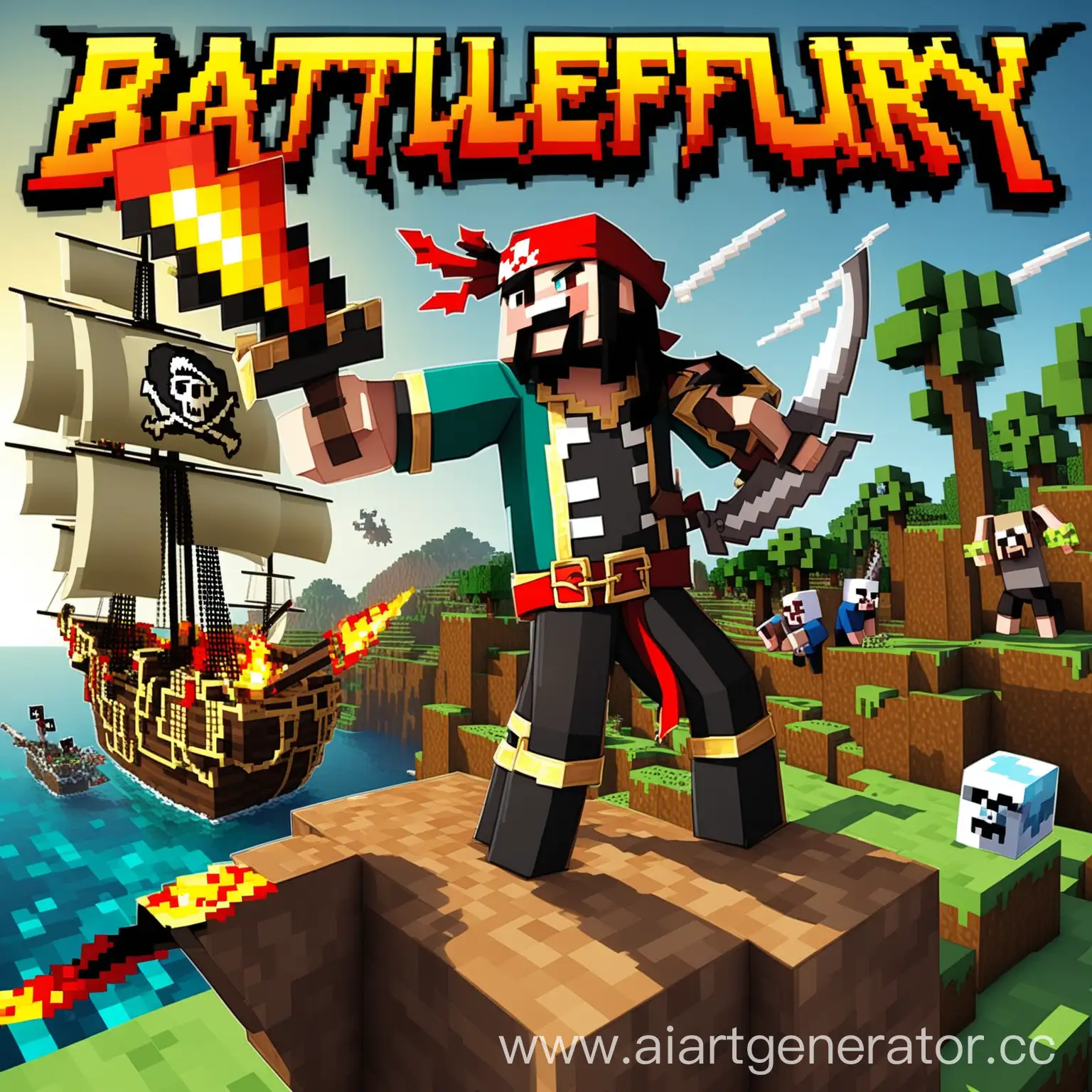 Epic-Pirate-Battle-with-Minecraftstyle-Ships-and-Weapons