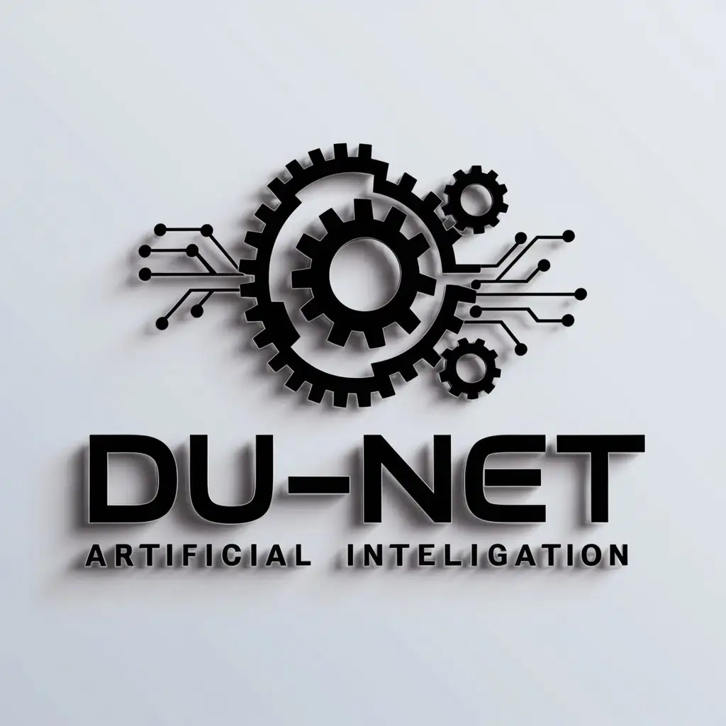 a logo design,with the text "du-net", main symbol:artificial intelligence,complex,be used in Technology industry,clear background