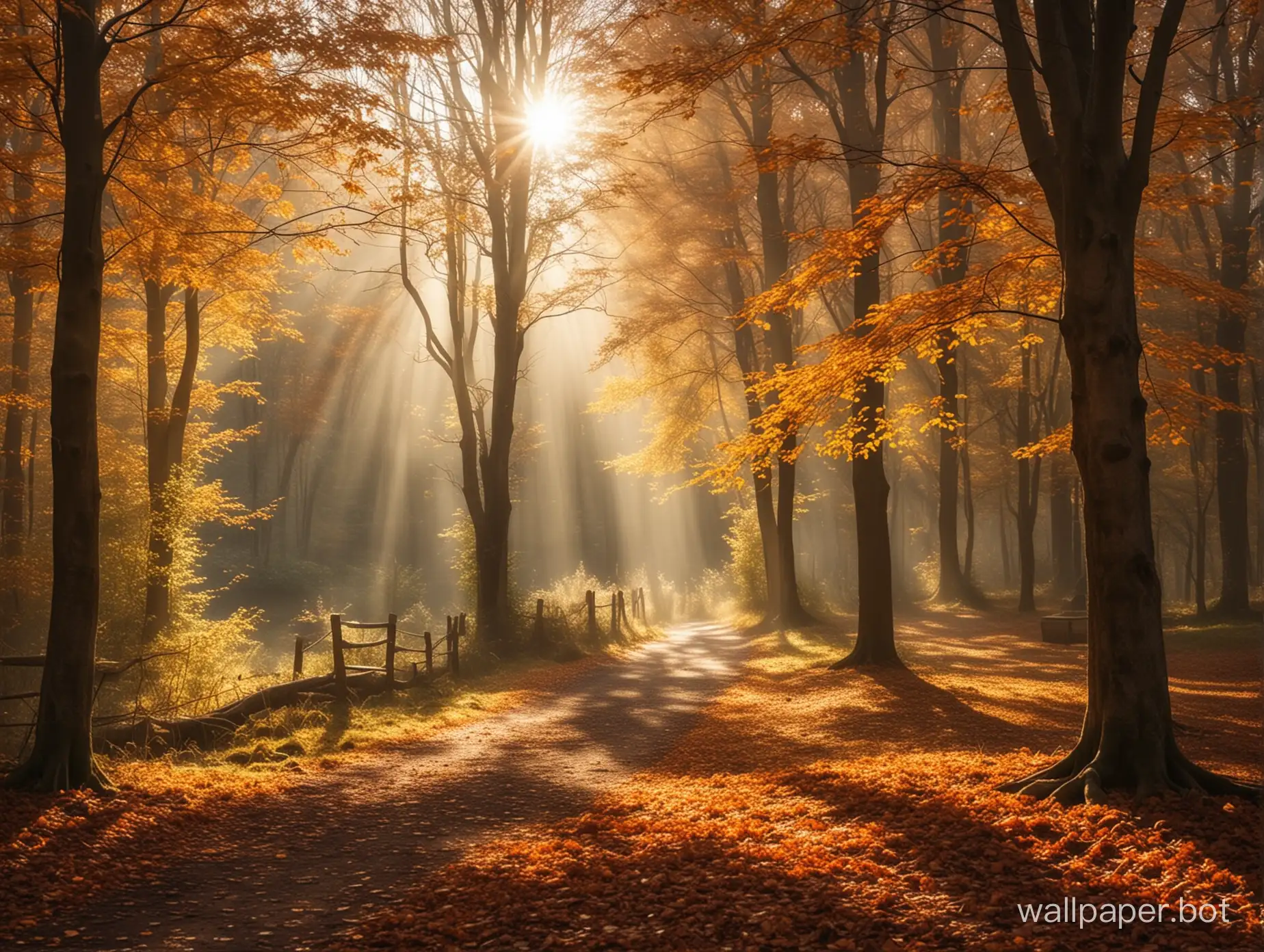 autumn cozy light rays landscape