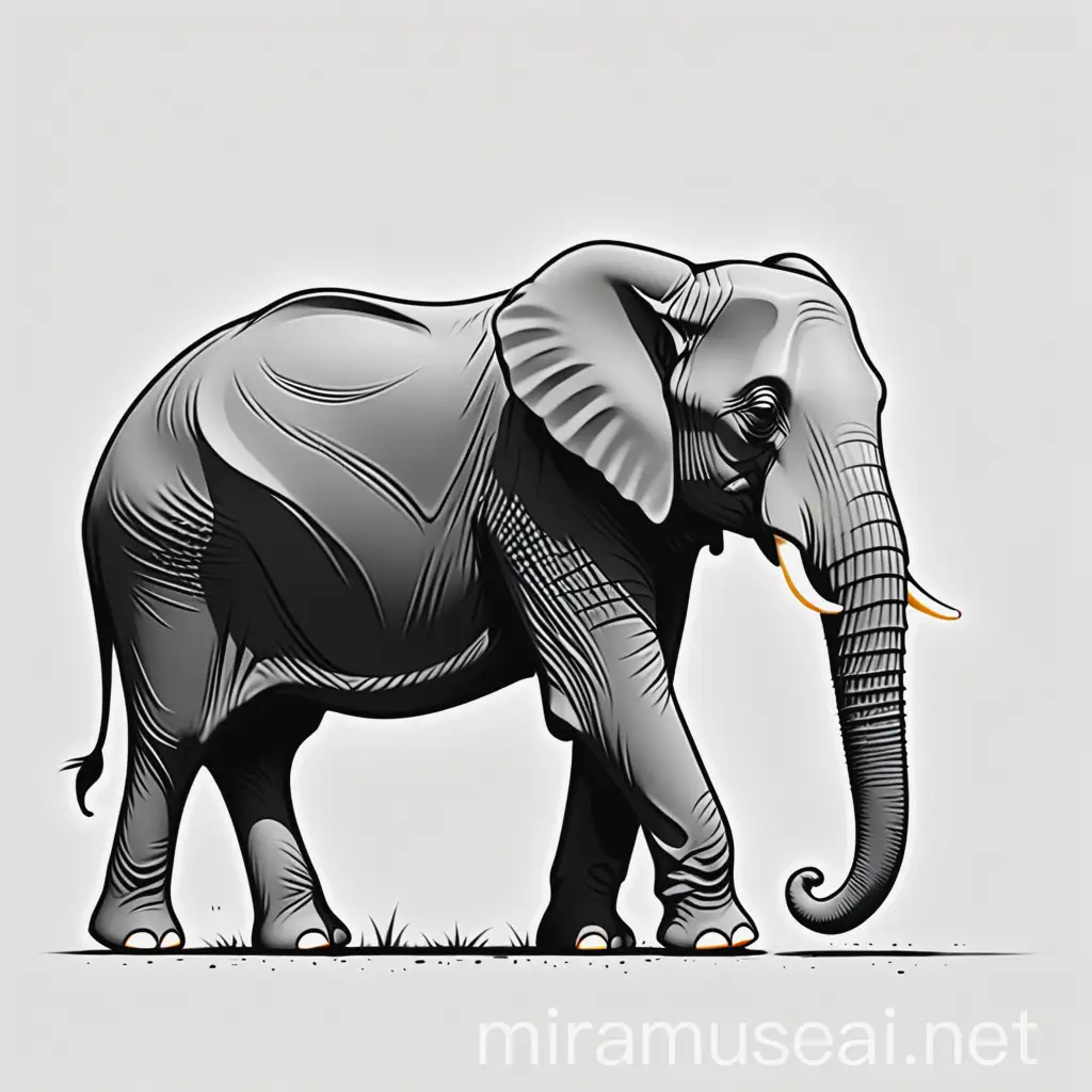 Minimalist Elephant Logo Design Dark Gray Outline on White Background