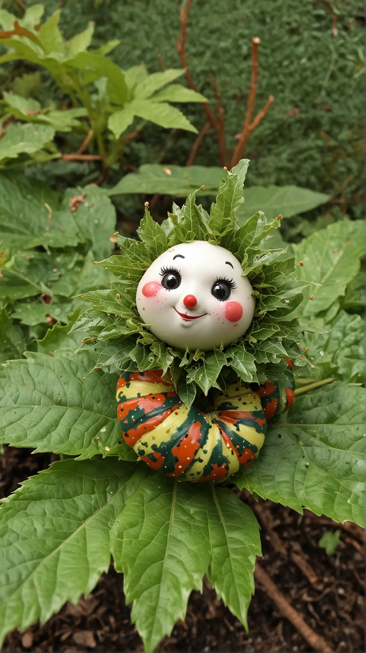 Adorable Fat Clown Caterpillar Eating Leaves