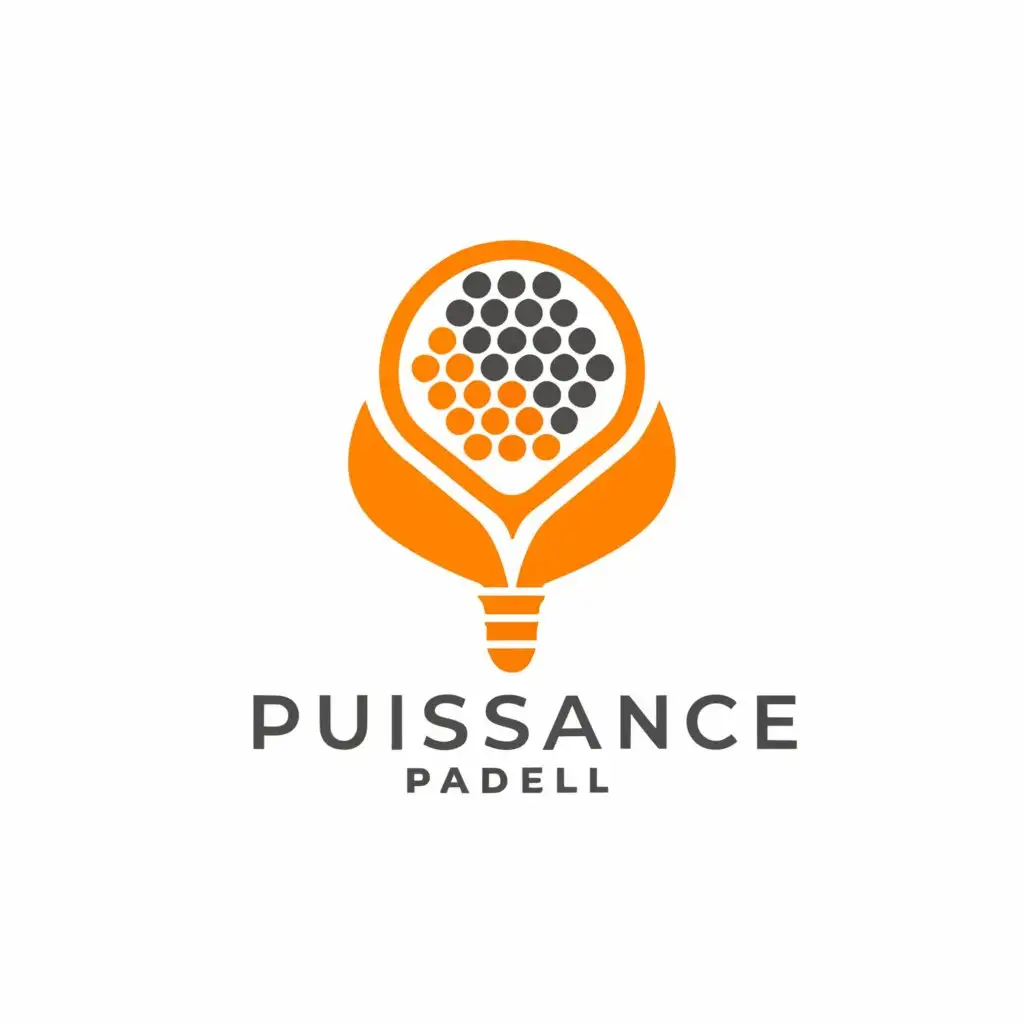 a logo design,with the text "Puissance Padel", main symbol:Padelracket,Moderate,be used in Sport industry,clear background