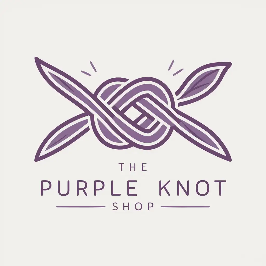 a logo design,with the text "The Purple Knot", main symbol:We need a vector logo focused on the motif of a knot, emphasizing the shop's name and its specialty. This logo should incorporate the motif of a knot. - Ensure the knot design symbolizes connection, unity, and the essence of tying gifts and flowers together. - Consider various styles for the knot. The preferred color is purple jam. must be white background,Moderate,clear background