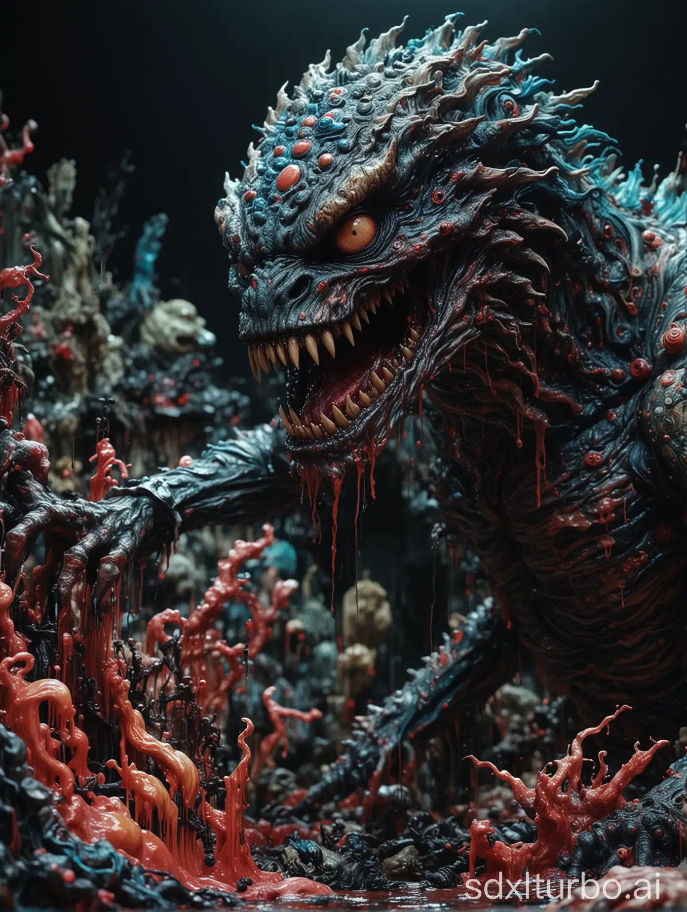 Kaiju-Monster-Phantasmagoria-Blood-The-Creatures-of-Junji-Ito-in-Retro-Colorful-Ink-and-Slime-Extreme-Detail-Hyperrealism-12K-Complex-Pose-Cinematic-Movie-Angle