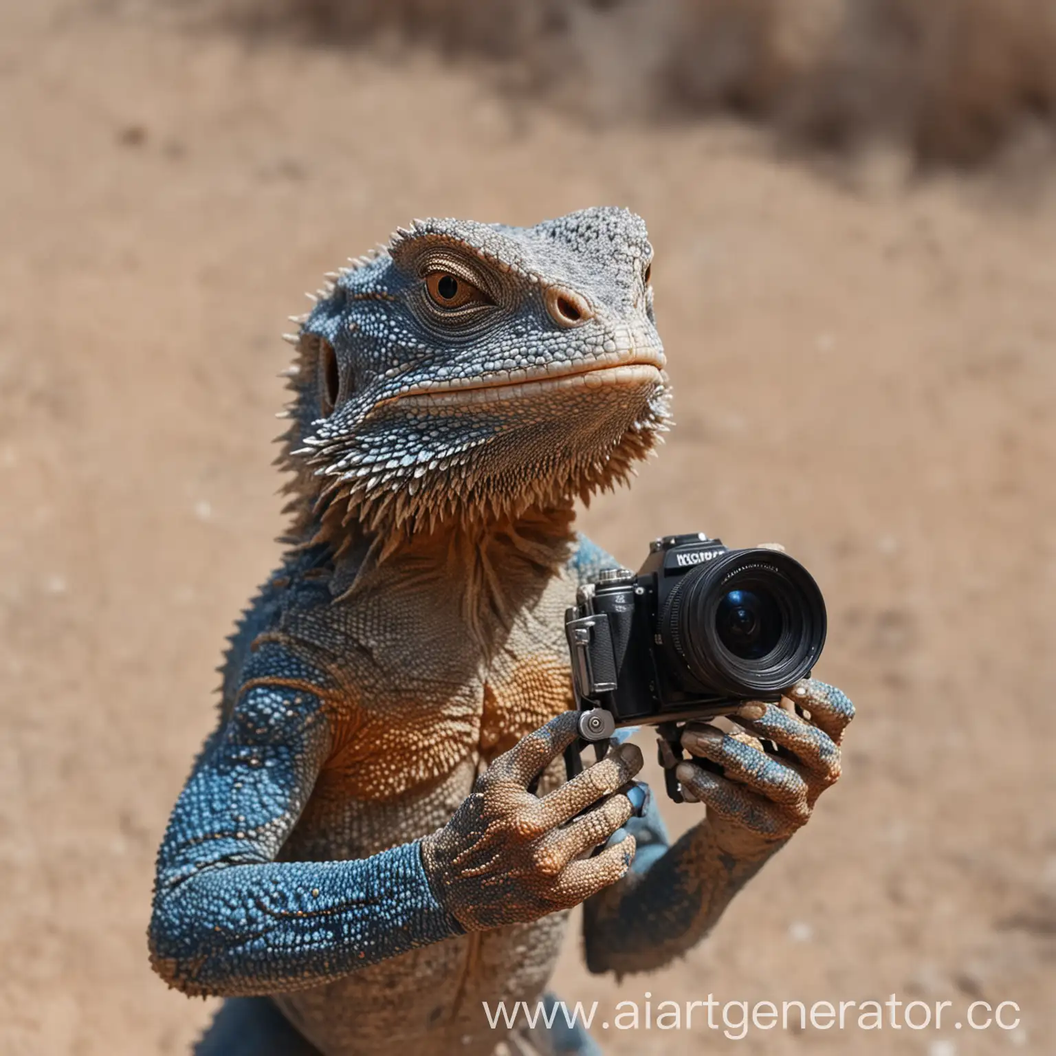 Bearded-Agama-Filming-with-Camera