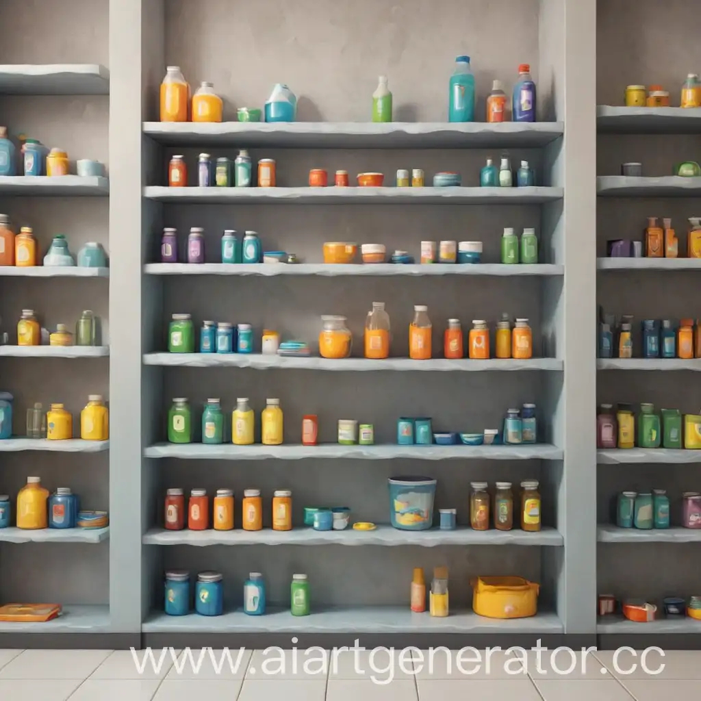 Colorful-Cartoon-Shelves-Overflowing-with-Liquid-Bottles